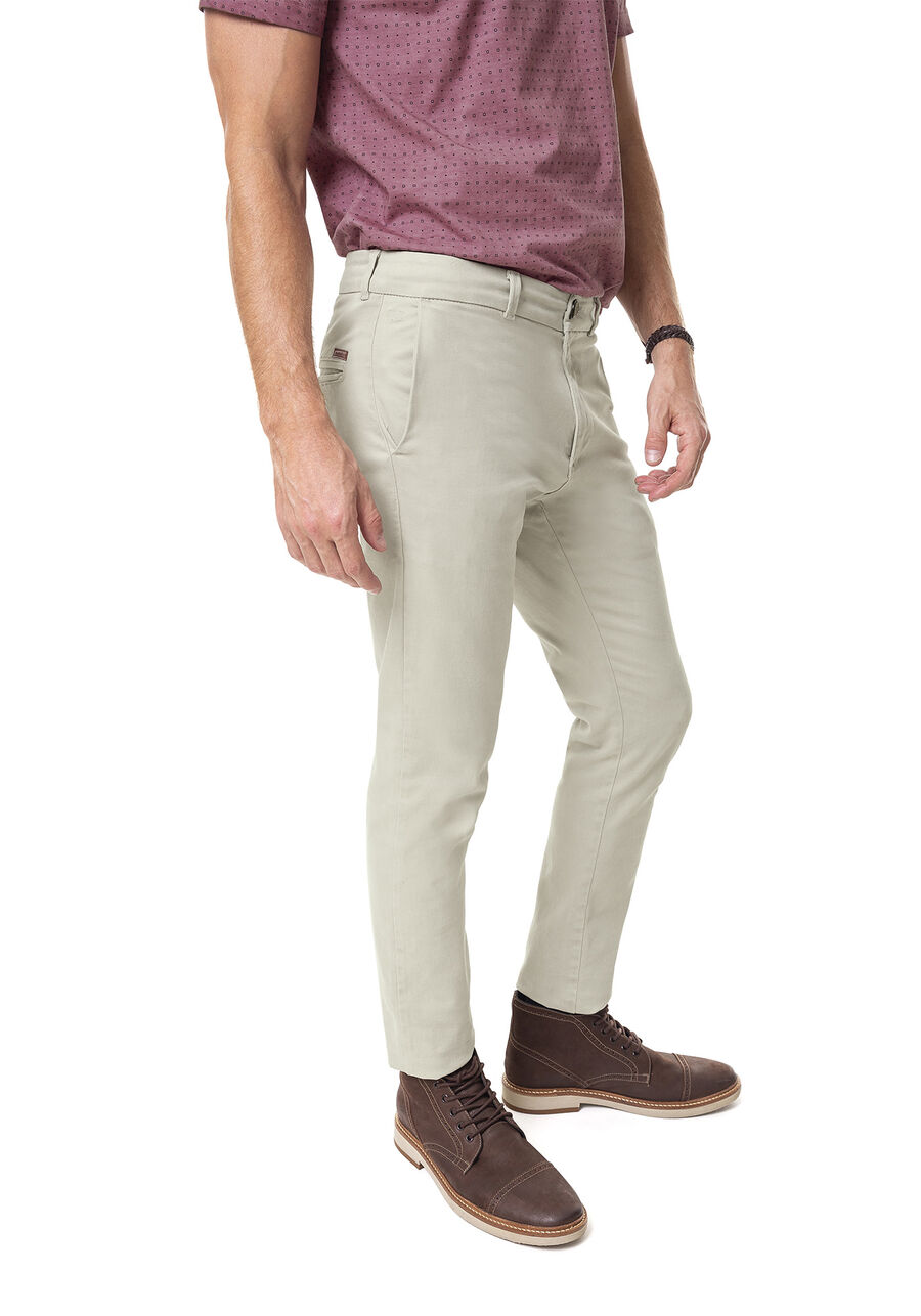 Calça Sarja Chino Slim Shirt Lock, BEGE GELO. Calça Sarja Chino Slim Shirt Lock, BEGE GELO, large.