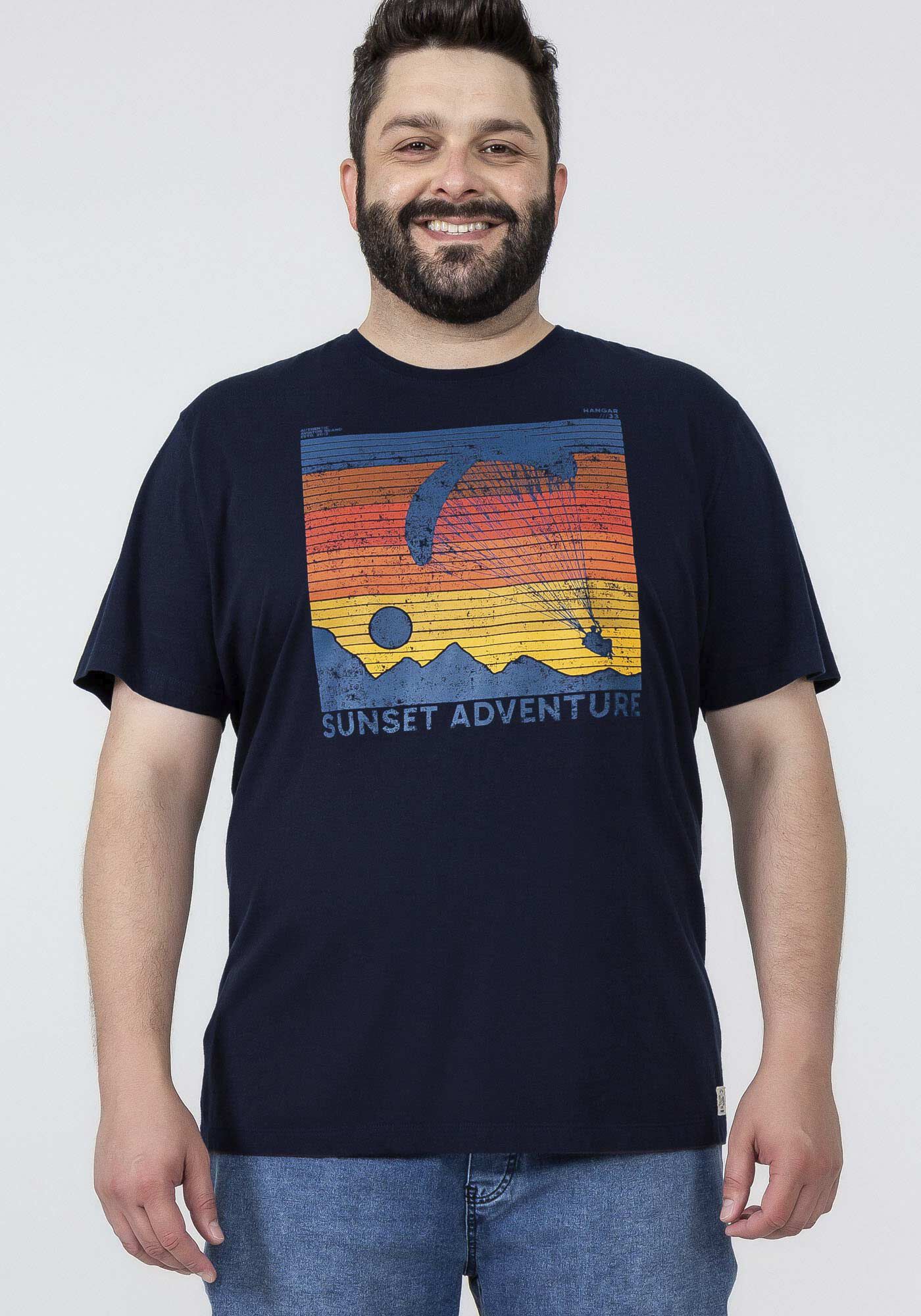 Camiseta Masculina com Estampa Sunset Big & Tall, MARINHO IMPERIO, large.