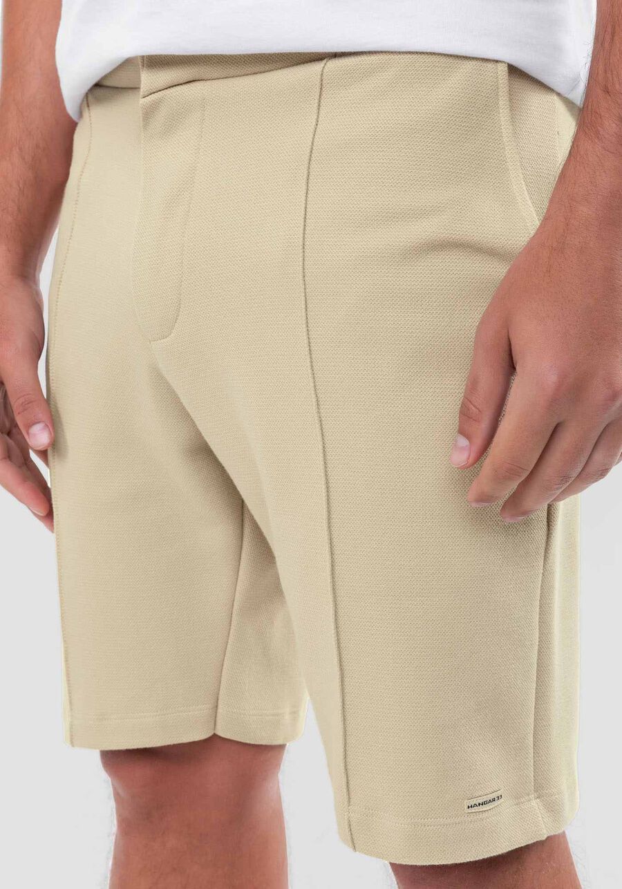 Bermuda Masculina em Moletom Alfaiataria, BEGE GINGER. Bermuda Masculina em Moletom Alfaiataria, BEGE GINGER, large.