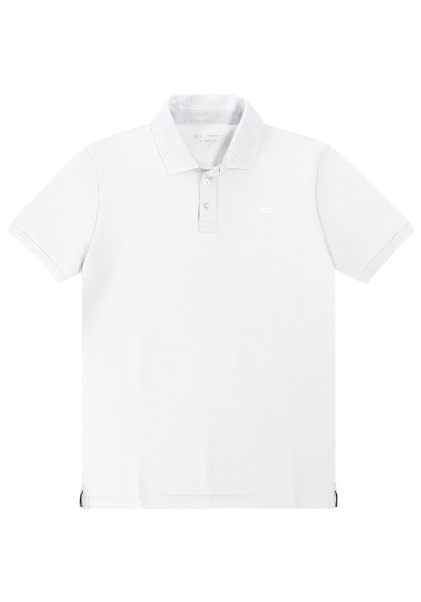 Camisa Polo Neutra em Malha com Retil&iacute;nea, BRANCO, large.