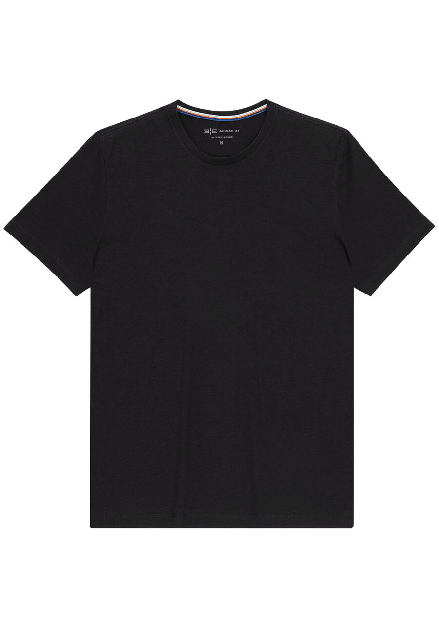 Camiseta Masculina em Algodão Pima Clássica, PRETO REATIVO. Camiseta Masculina em Algodão Pima Clássica, PRETO REATIVO, large.
