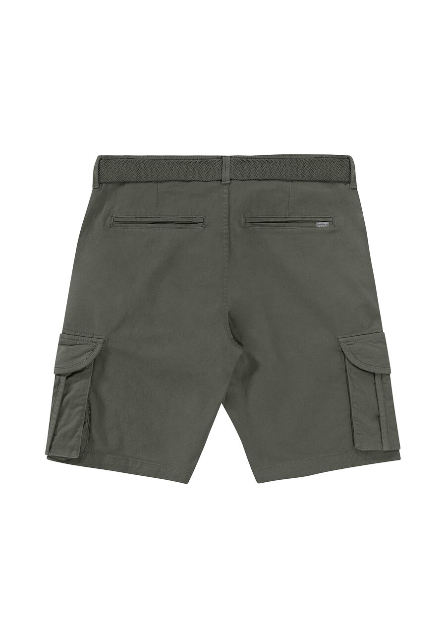 Bermuda Sarja Reta Cargo com Cinto, VERDE FURIA. Bermuda Sarja Reta Cargo com Cinto, VERDE FURIA, large.