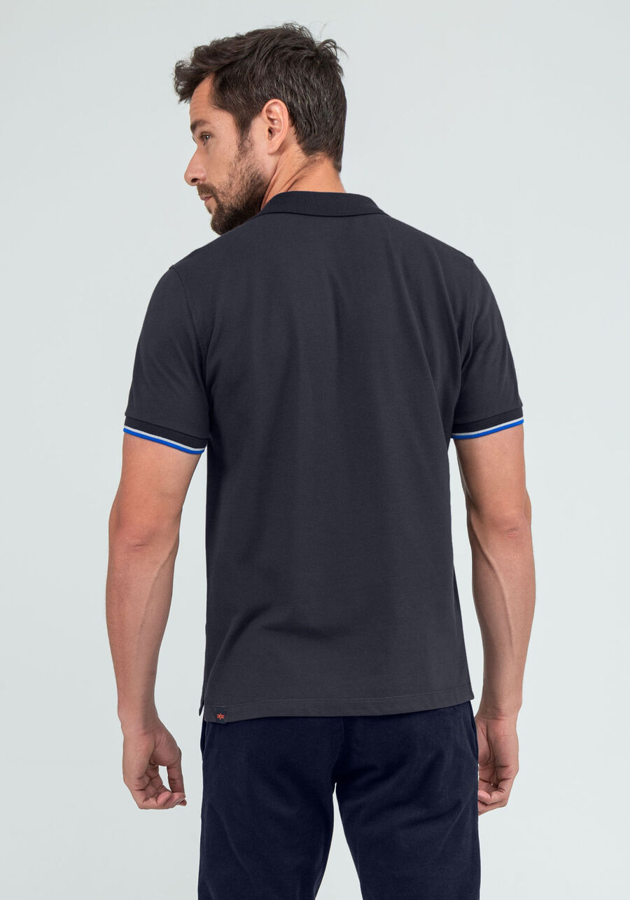 Camisa Polo em Malha Piquet com Retilínea, CINZA NOTI. Camisa Polo em Malha Piquet com Retilínea, CINZA NOTI, large.