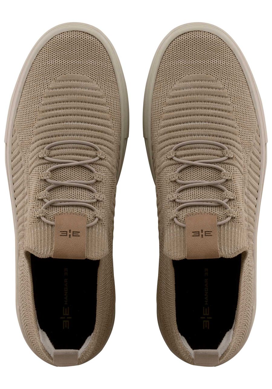 Tênis Masculino Knit com Recortes, BEGE GINGER. Tênis Masculino Knit com Recortes, BEGE GINGER, large.