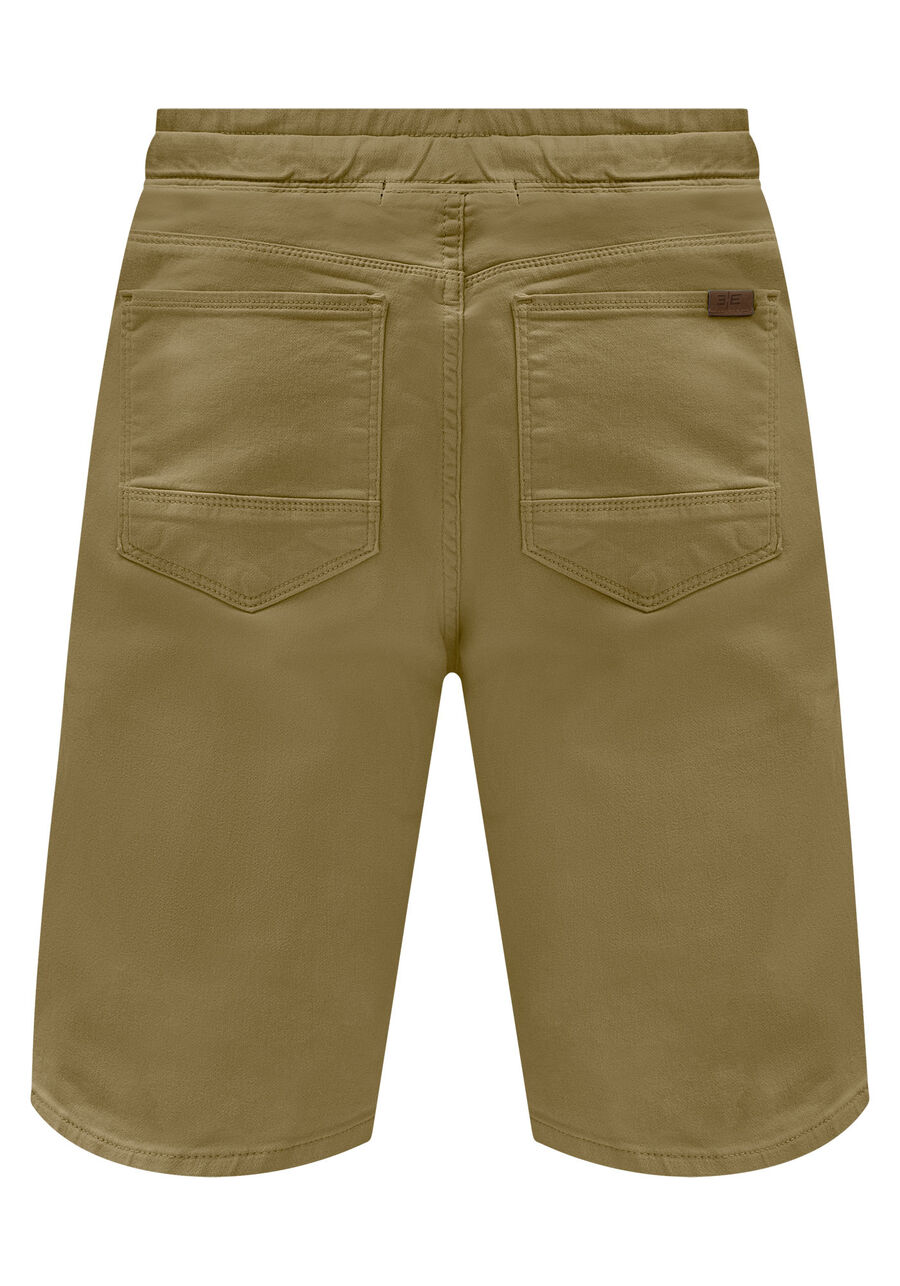 Bermuda Jogging Com Bolsos Em Sarja Denim Malha, CAQUI RAIZ. Bermuda Jogging Com Bolsos Em Sarja Denim Malha, CAQUI RAIZ, large.