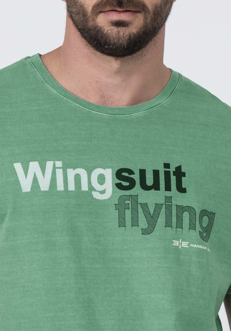 Camiseta Masculina Malha Estampa Wingsuit, VERDE TOSCANA, large.
