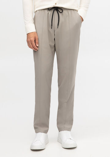 Calça Masculina em Tecido Alfaiataria com Cadarço, BEGE RUSSET. Calça Masculina em Tecido Alfaiataria com Cadarço, BEGE RUSSET, large.