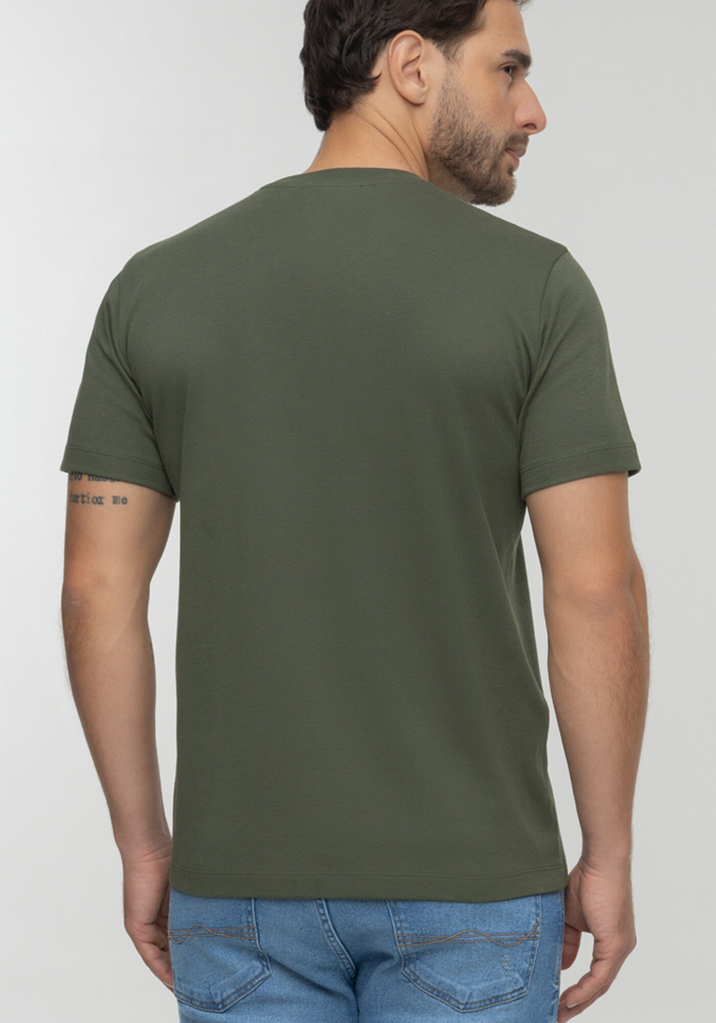 Camiseta De Mangas Curtas Em Malha Premium, VERDE HEIR, large.