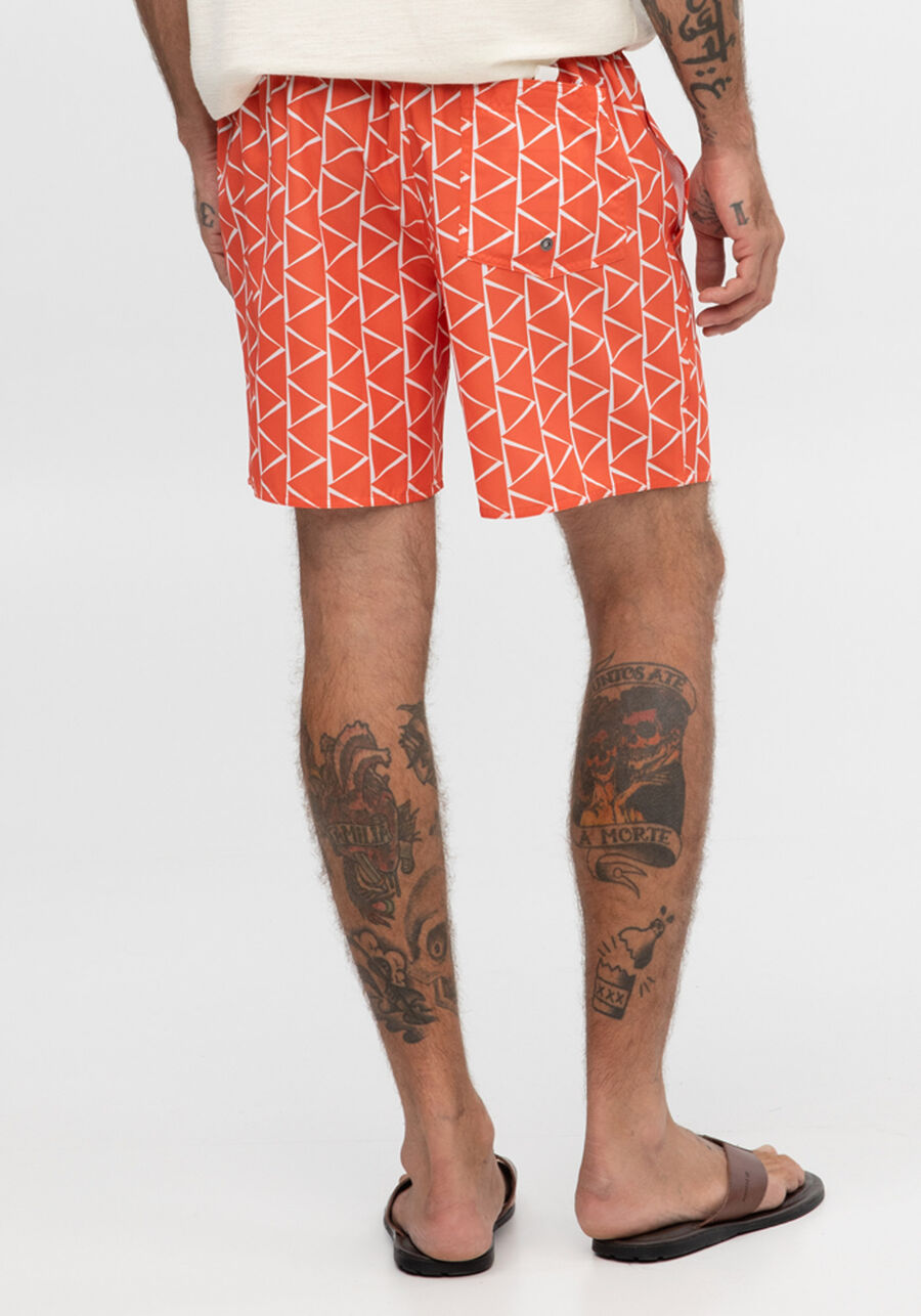 Shorts Masculino com Estampa Geométrica, LARANJA VIBRANTE. Shorts Masculino com Estampa Geométrica, LARANJA VIBRANTE, large.