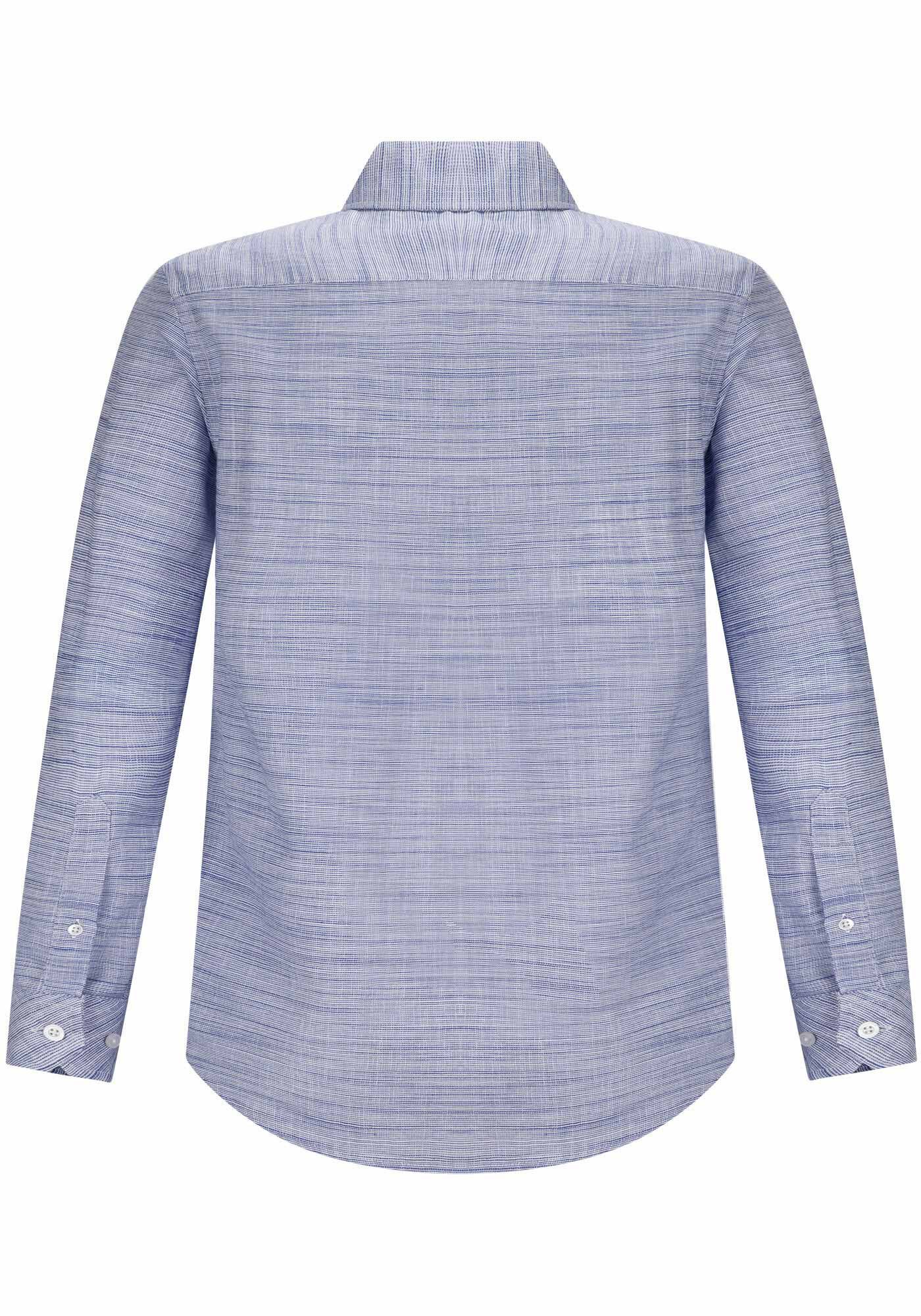Camisa Masculina Slim Fit em Tecido Flam&ecirc; Org&acirc;nico, AZUL OMEGA, large.