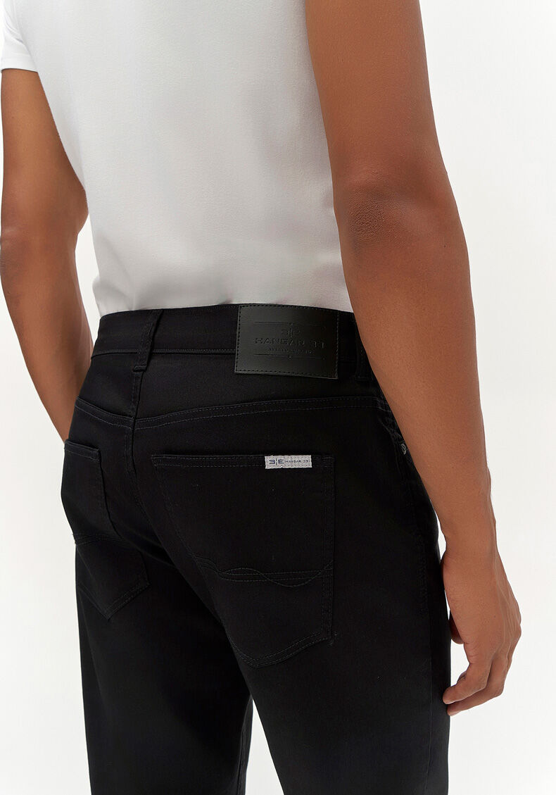 Cal&ccedil;a Reta Radial Amaciada Em Sarja Com Elastano N&atilde;o Desbota, PRETO REATIVO, large.