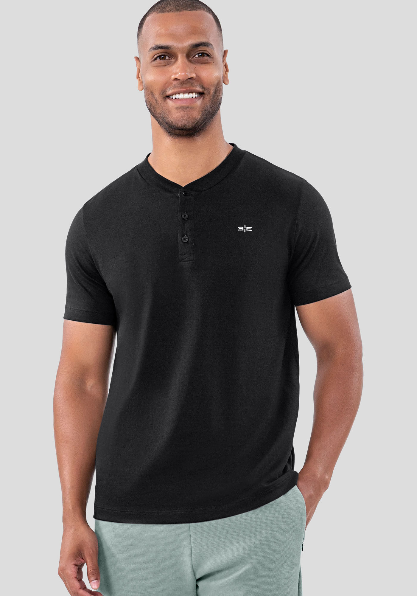 Camiseta Masculina em Algod&atilde;o Pima com Gola Padre, PRETO, large.