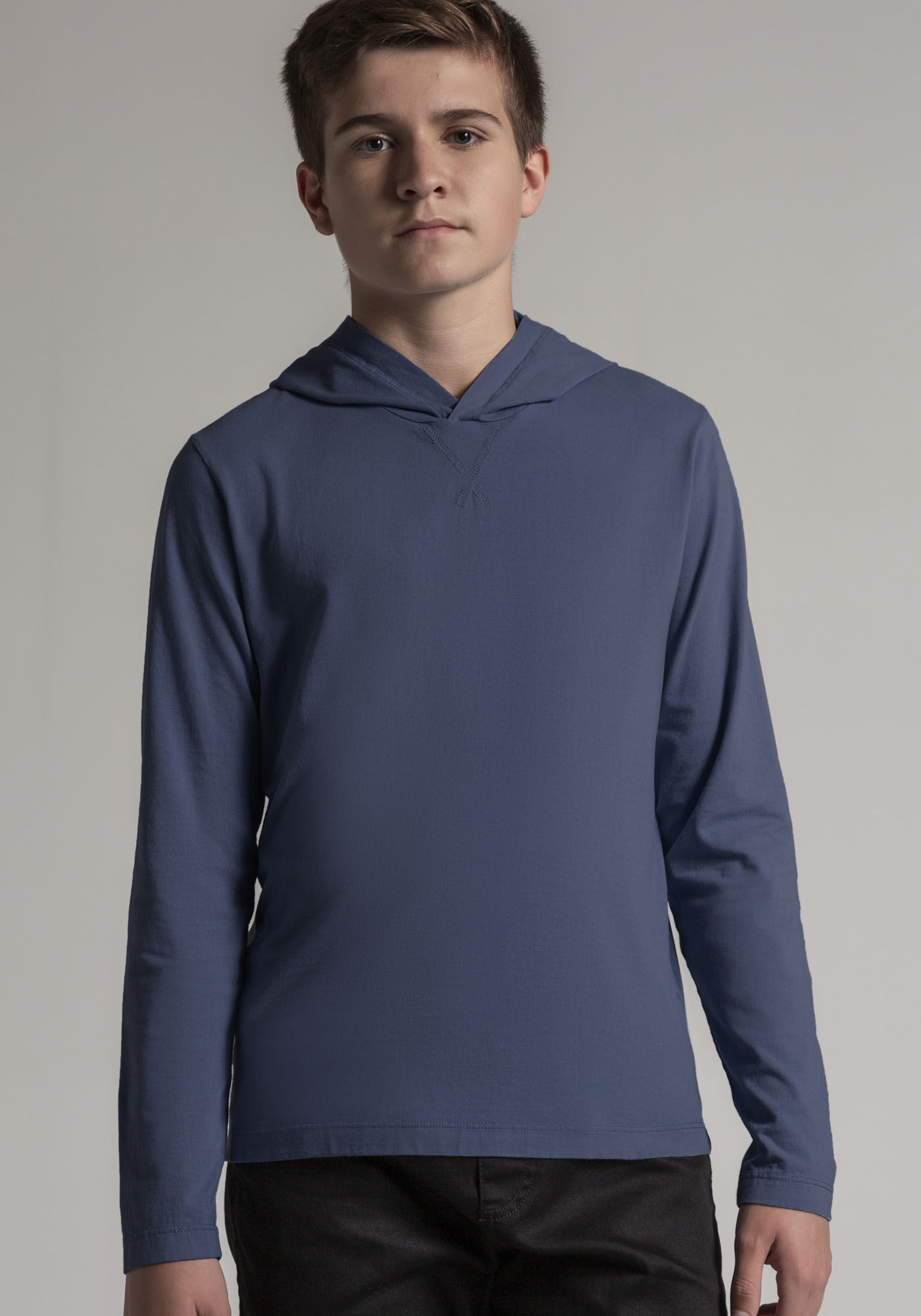 Camiseta Manga Longa Juvenil com Capuz, AZUL SEED, large.