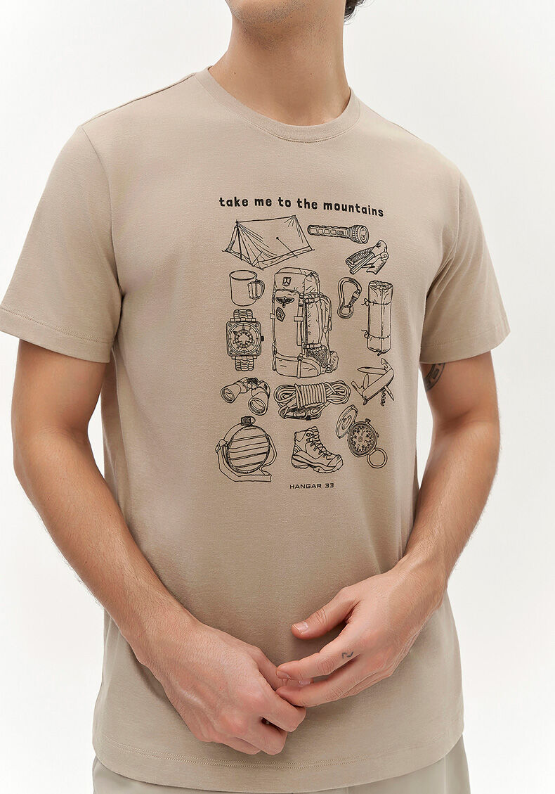 Camiseta Masculina Manga Curta Estampada, BEGE PANAMA, large.