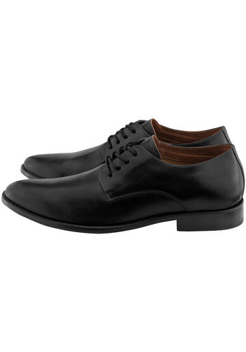 Sapato De Couro Masculino Derby Com Cadarço, PRETO REATIVO. Sapato De Couro Masculino Derby Com Cadarço, PRETO REATIVO, large.
