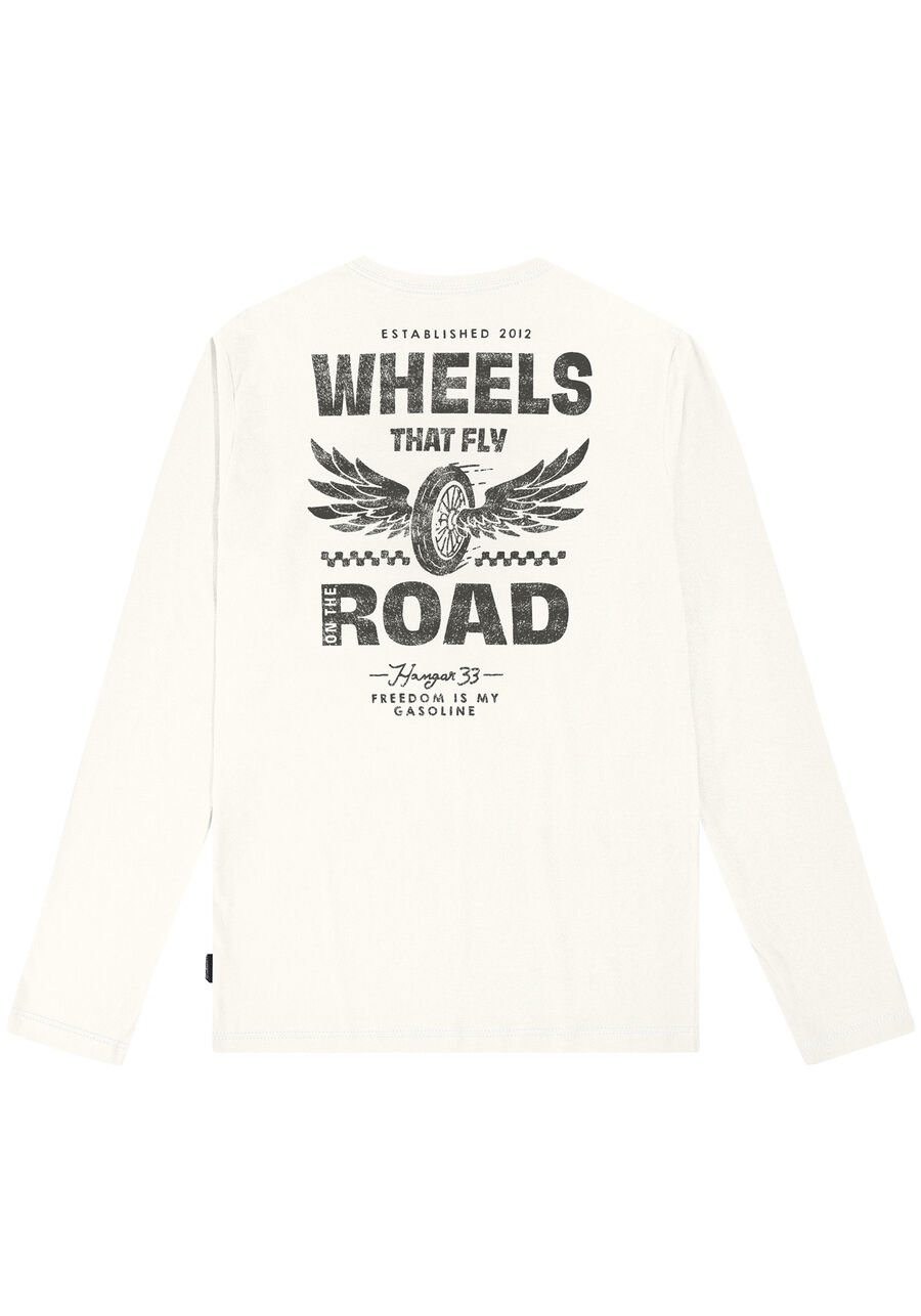 Camiseta Manga Longa com Estampa Costas, BRANCO OFF WHITE. Camiseta Manga Longa com Estampa Costas, BRANCO OFF WHITE, large.