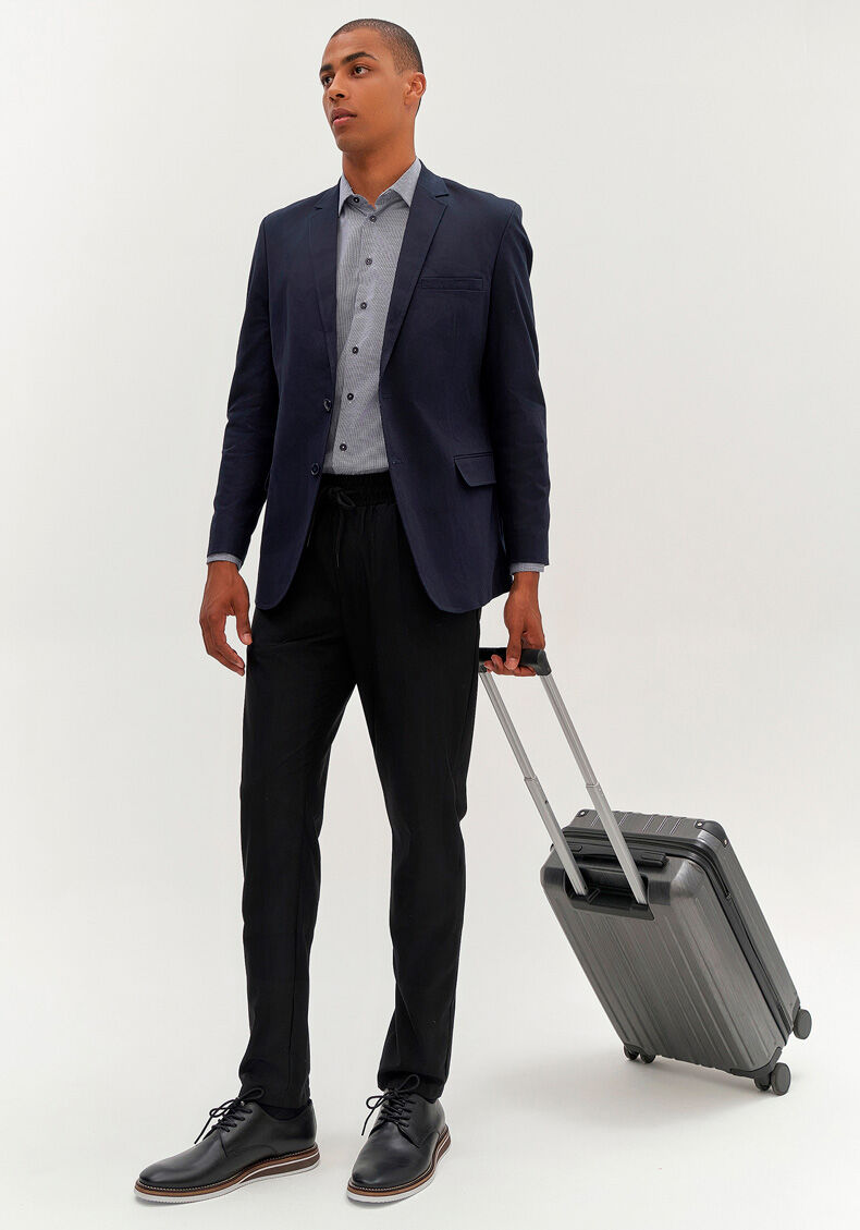 Blazer Social Comfort Em Sarja Com Elastano, MARINHO ACTION, large.