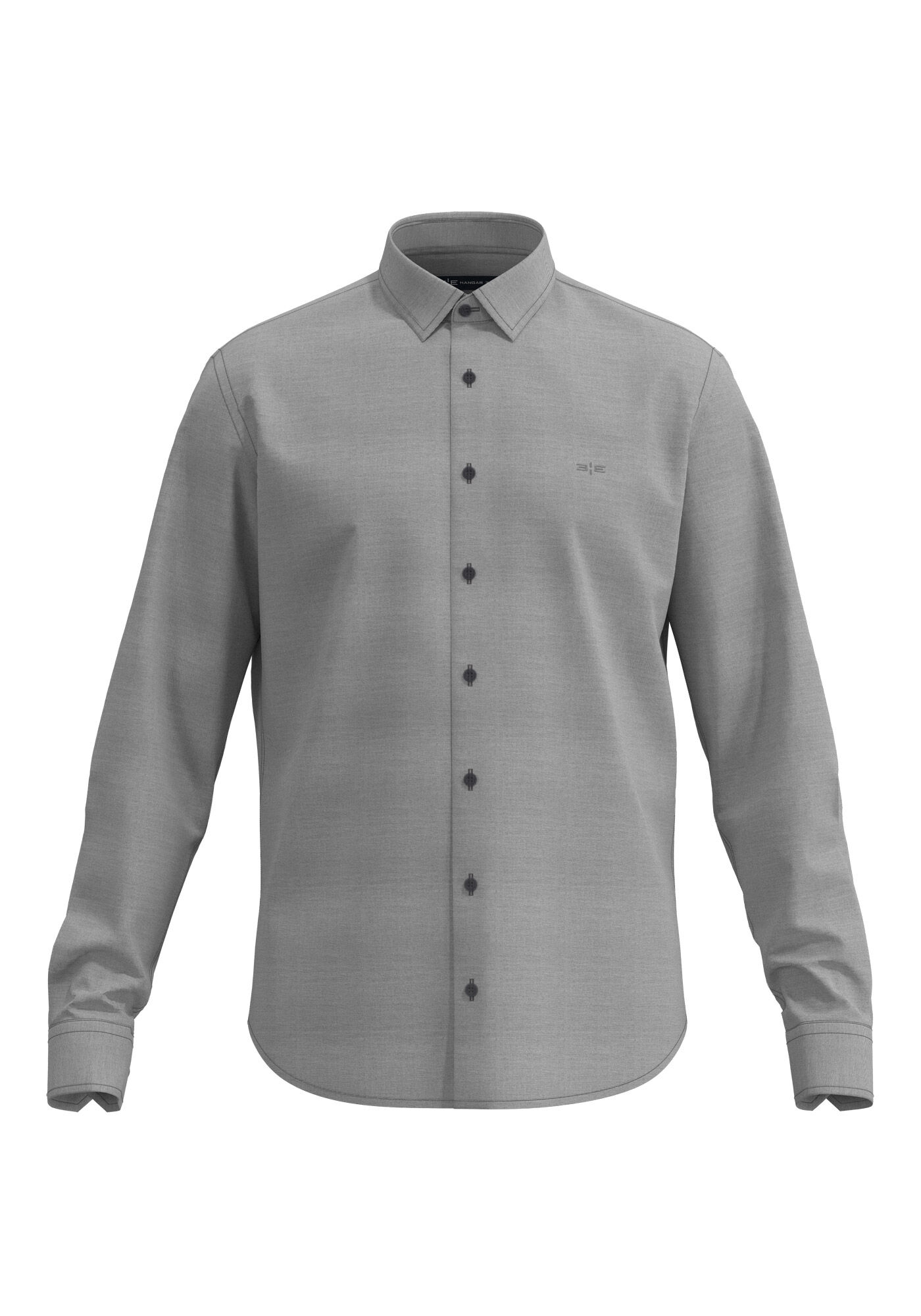 Camisa Slim Fit Com Mangas Longas Em Algod&atilde;o, PRETO, large.