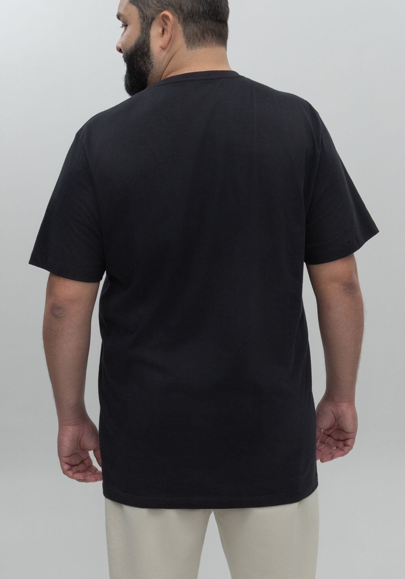 Camiseta De Mangas Curtas Big & Tall Em Malha Respons&aacute;vel, PRETO, large.