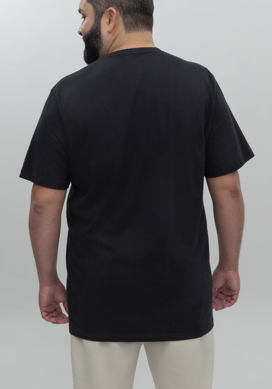 Camiseta De Mangas Curtas Big & Tall Em Malha Responsável, PRETO. Camiseta De Mangas Curtas Big & Tall Em Malha Responsável, PRETO, large.
