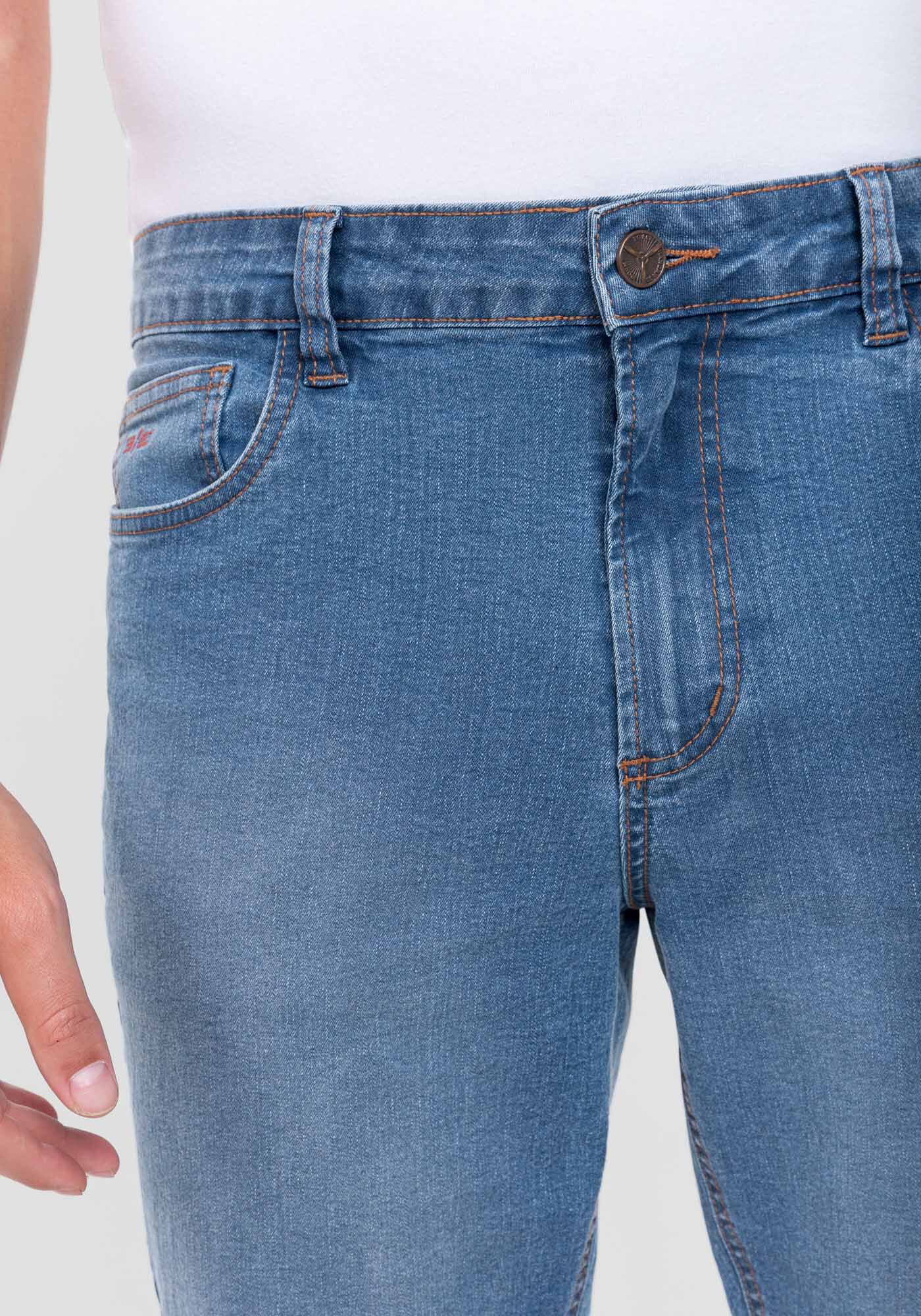 Bermuda Jeans Masculina Reta com Elastano, JEANS, large.