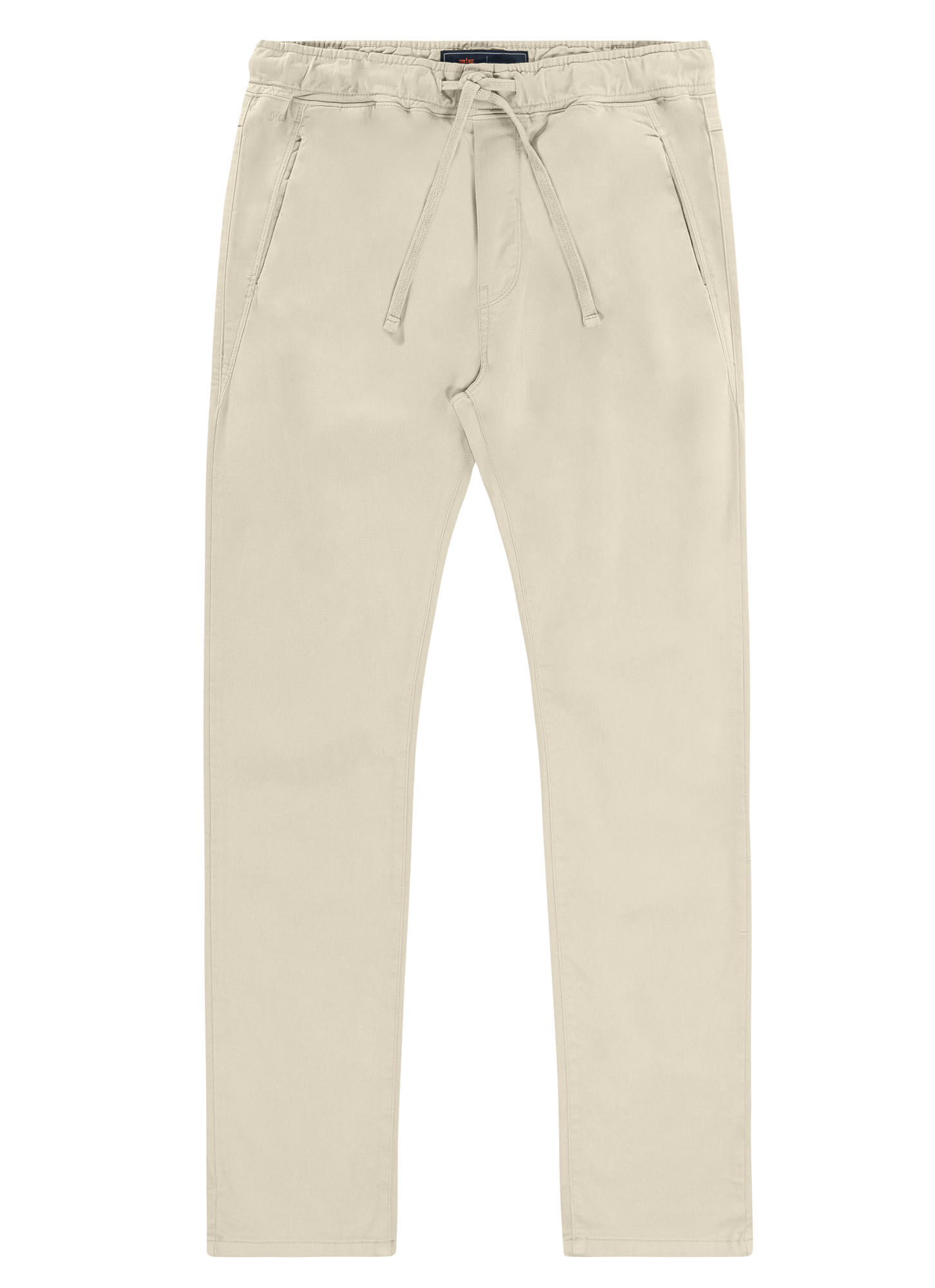 Cal&ccedil;a Jogging Com Bolsos Em Sarja Denim Malha, BEGE SYSTEM, large.