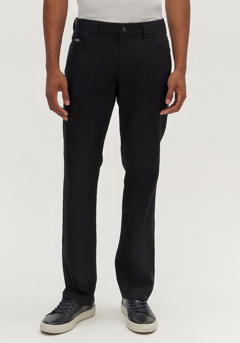 Cal&ccedil;a Reta Radial Amaciada Em Sarja Com Elastano N&atilde;o Desbota, PRETO REATIVO, large.