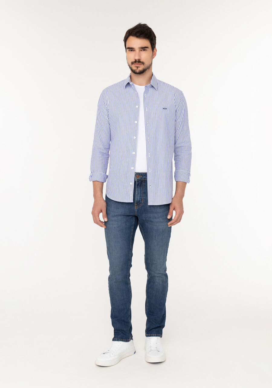 Calça Jeans Masculina Turbofan Slim Com Bolsos E Elastano, JEANS. Calça Jeans Masculina Turbofan Slim Com Bolsos E Elastano, JEANS, large.