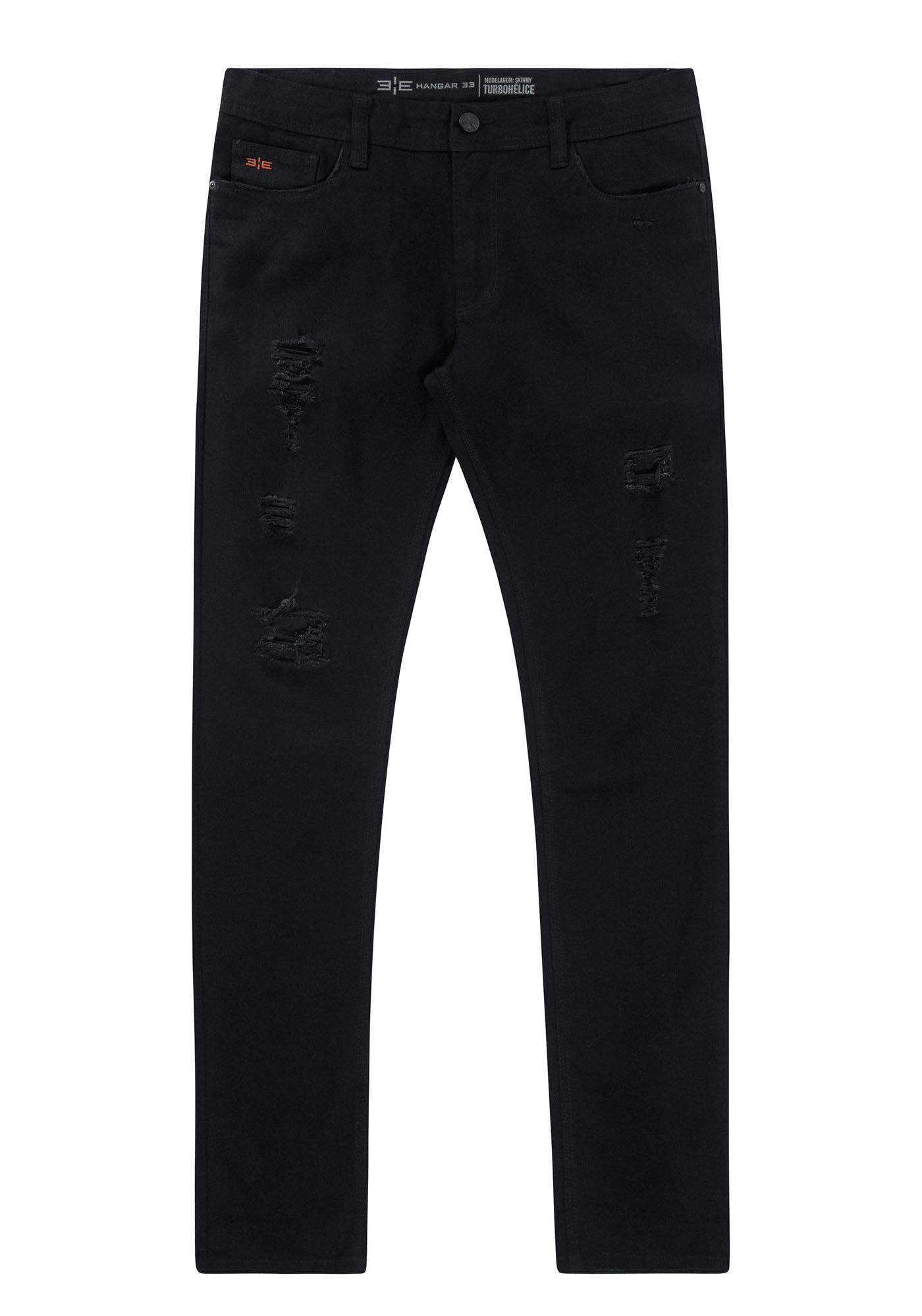 Cal&ccedil;a Sarja Skinny Turboh&eacute;lice N&atilde;o Desbota, PRETO REATIVO, large.