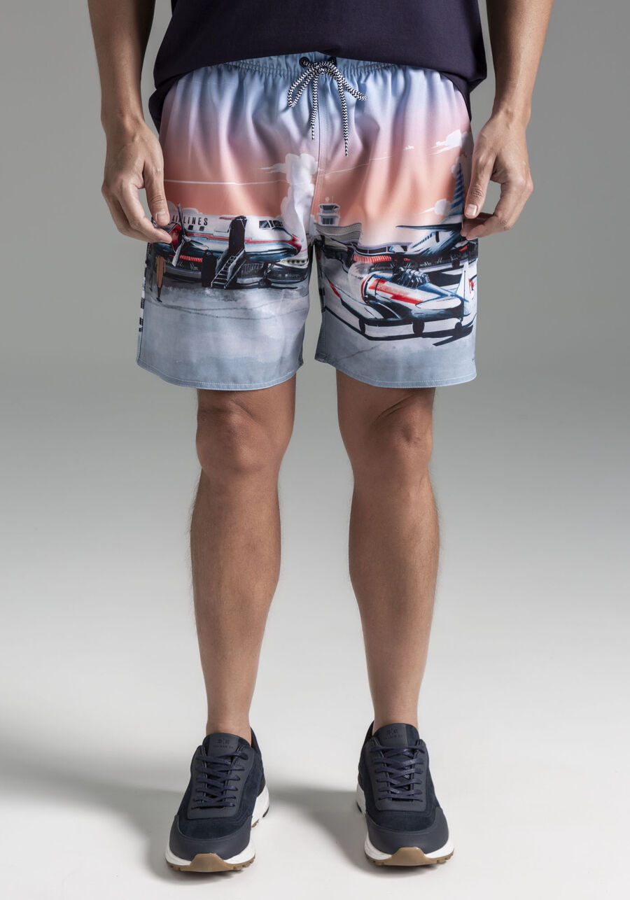 Shorts Masculino em Tecido Plano Estampado, MARINHO ACTION. Shorts Masculino em Tecido Plano Estampado, MARINHO ACTION, large.