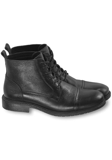 Bota Masculina Cano Médio em Couro com Cadarço, PRETO REATIVO. Bota Masculina Cano Médio em Couro com Cadarço, PRETO REATIVO, large.