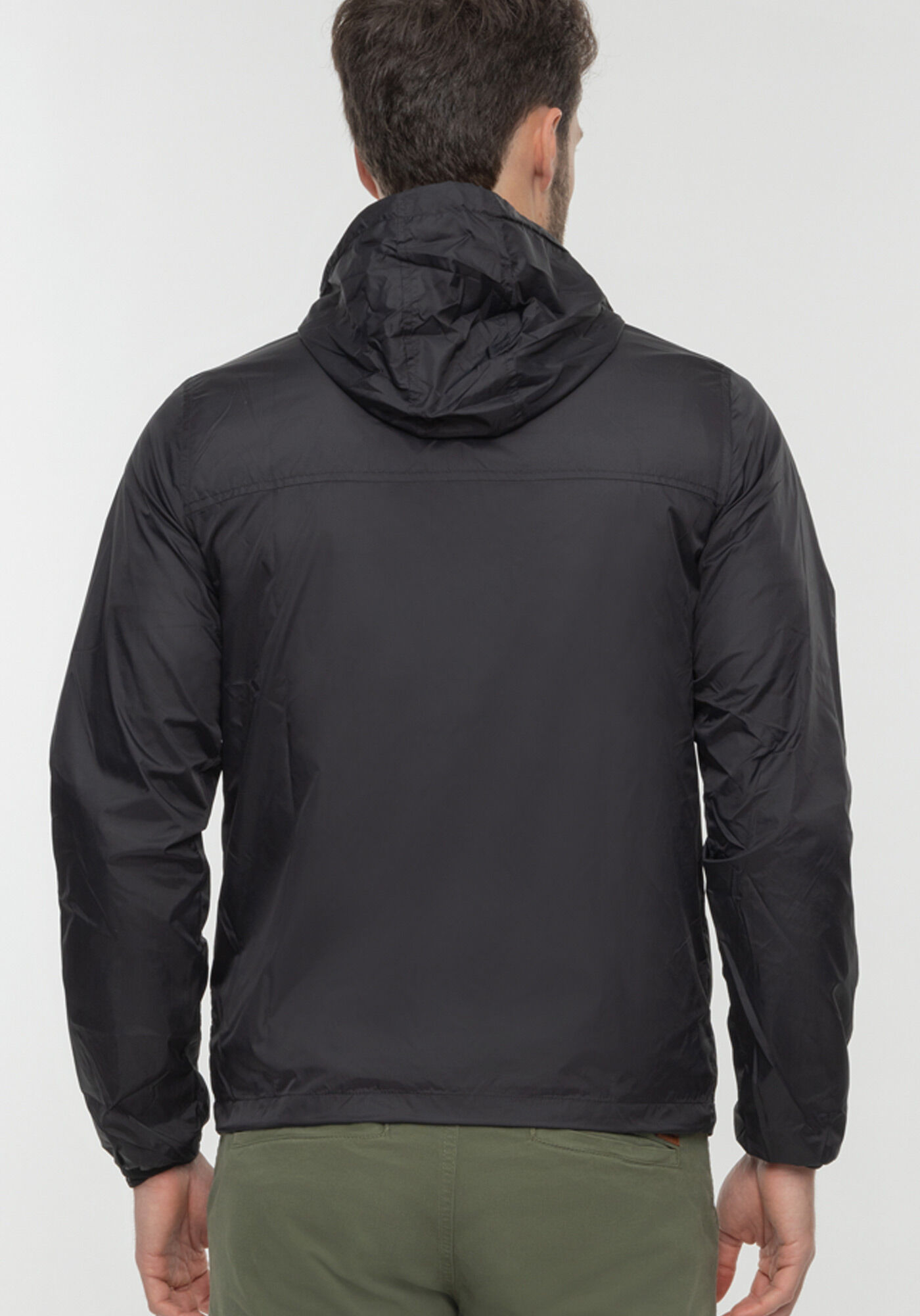 Jaqueta Em Tecido Poliamida Com Capuz E Z&iacute;per, PRETO REATIVO, large.