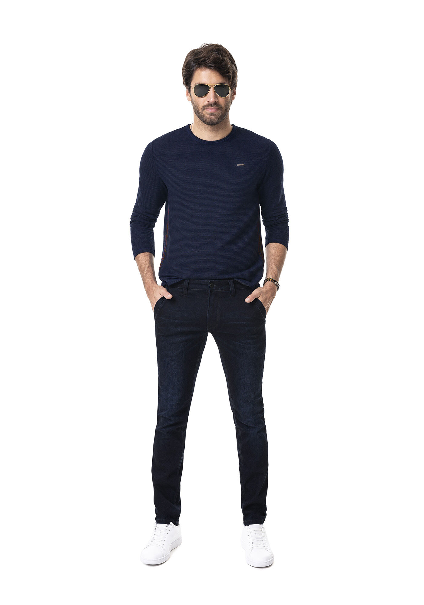 Cal&ccedil;a com Elastano, JEANS ESCURO, large.