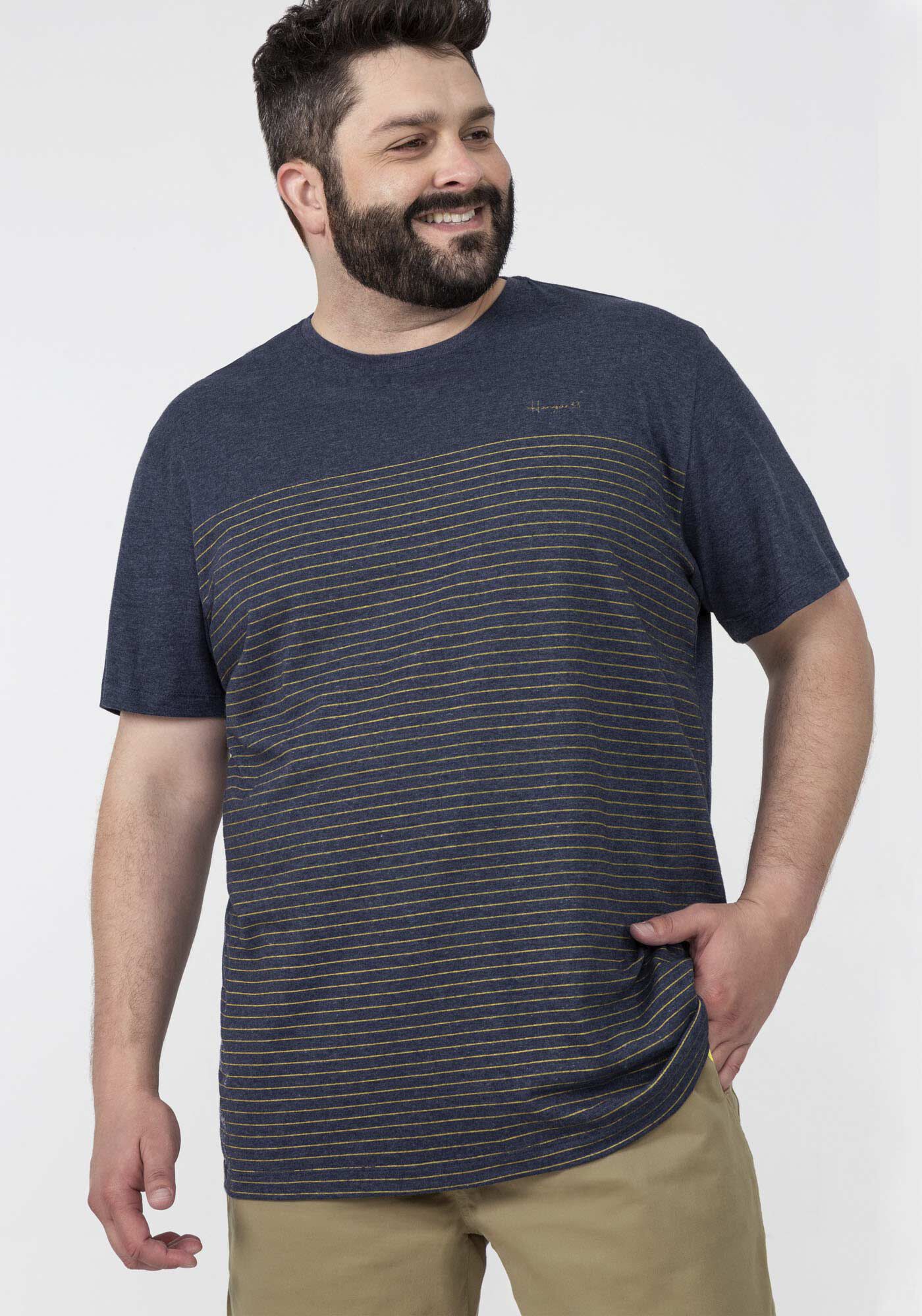 Camisa Masculina em Malha Listrada Big Tall Hangar 33