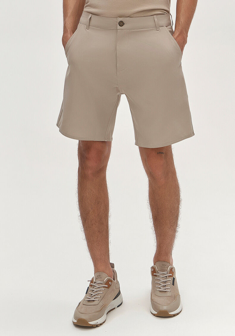 Shorts Masculino Com Bolsos Em Tecido De Alfaiataria, BEGE PANAMA, large.