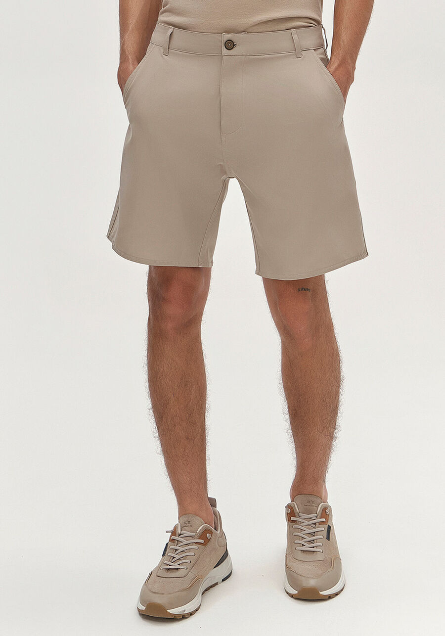 Shorts Masculino Com Bolsos Em Tecido De Alfaiataria, BEGE PANAMA. Shorts Masculino Com Bolsos Em Tecido De Alfaiataria, BEGE PANAMA, large.