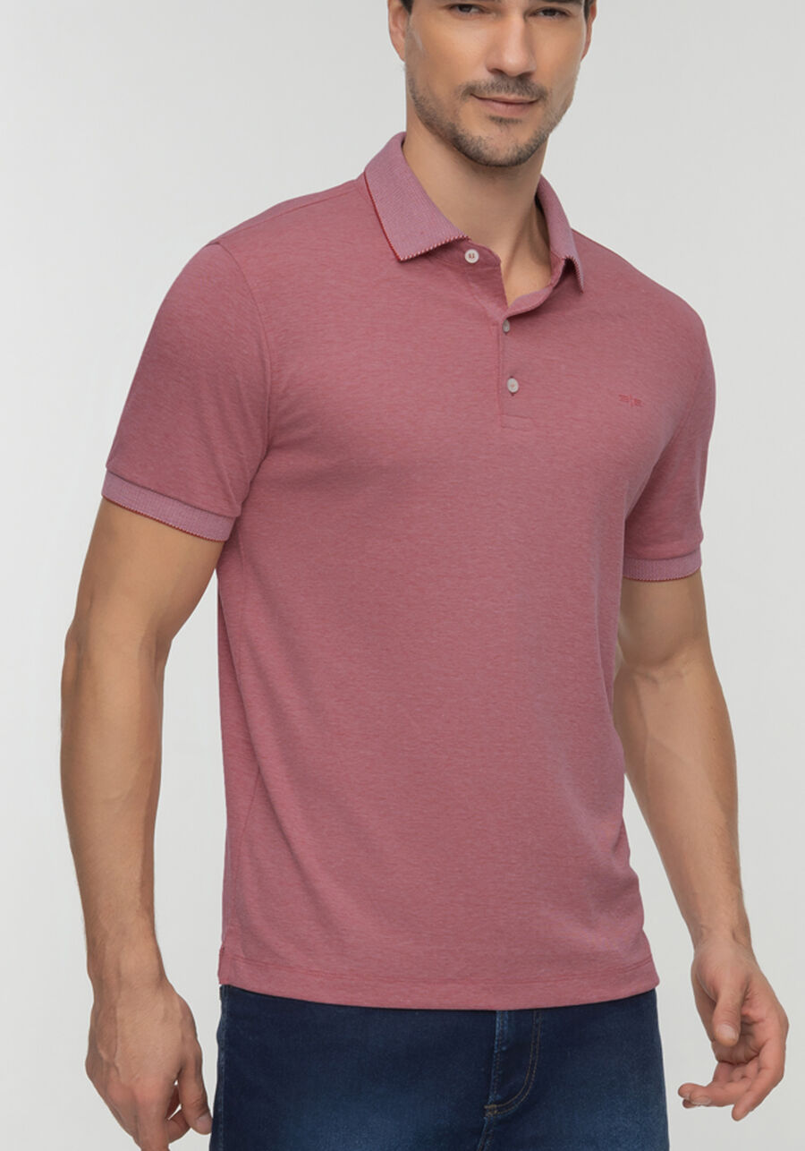 Camisa Polo De Mangas Curtas Com Botões Em Malha Piquet, ROSA ASTRO. Camisa Polo De Mangas Curtas Com Botões Em Malha Piquet, ROSA ASTRO, large.