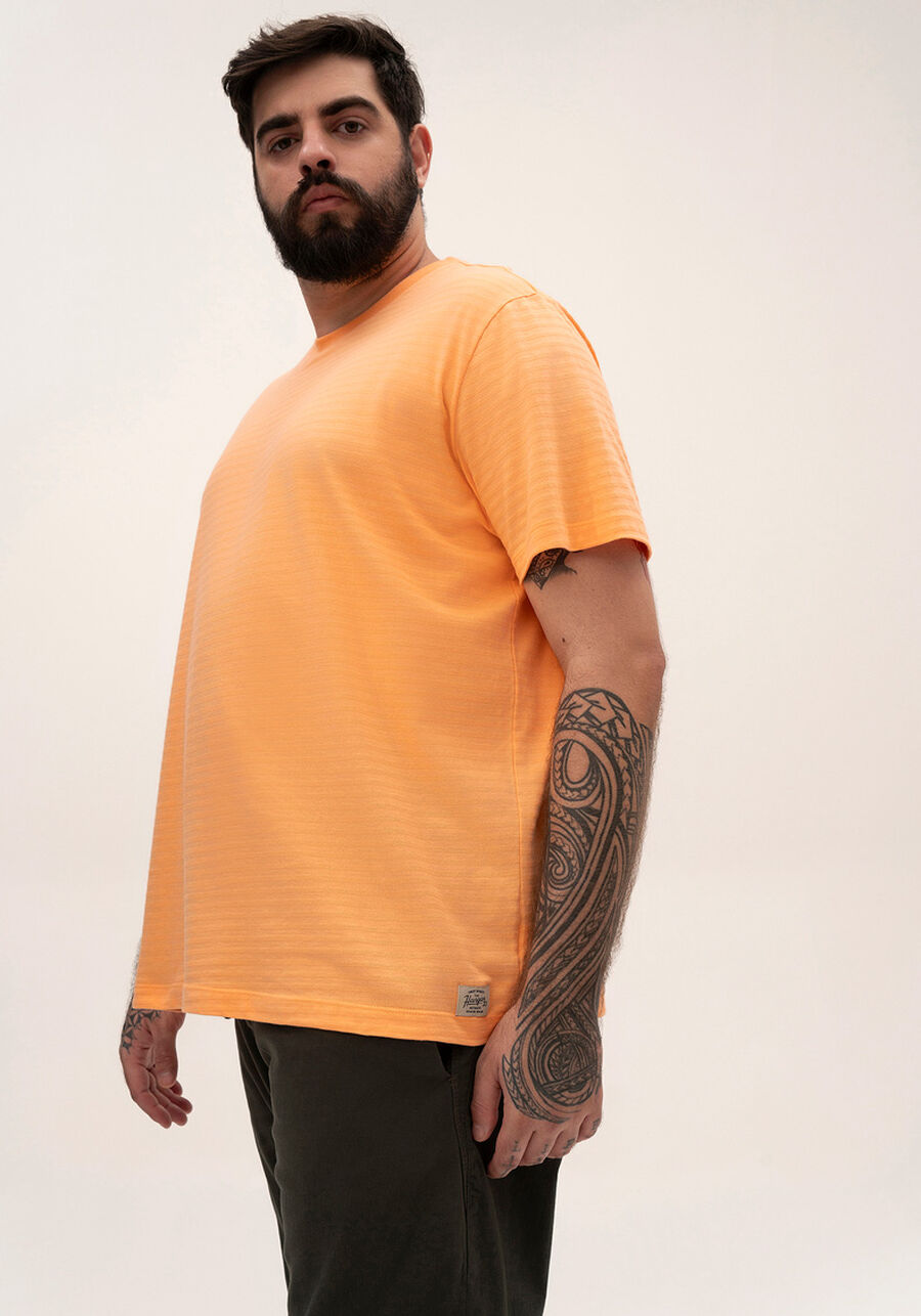 Camiseta masculina malha texturizada big and tall, LARANJA BRIGHT. Camiseta masculina malha texturizada big and tall, LARANJA BRIGHT, large.