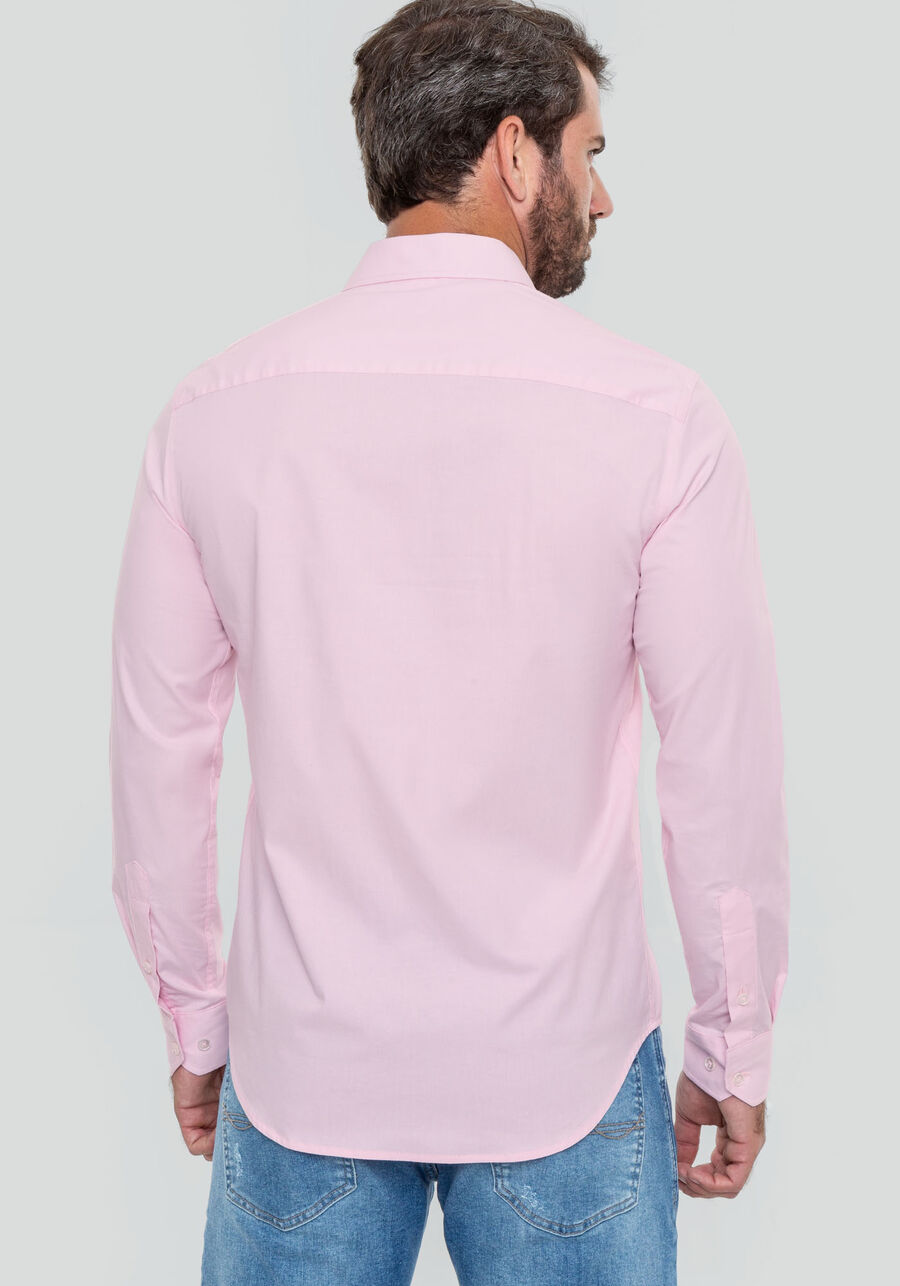Camisa Masculina Slim Fit com Elasticidade, ROSA. Camisa Masculina Slim Fit com Elasticidade, ROSA, large.