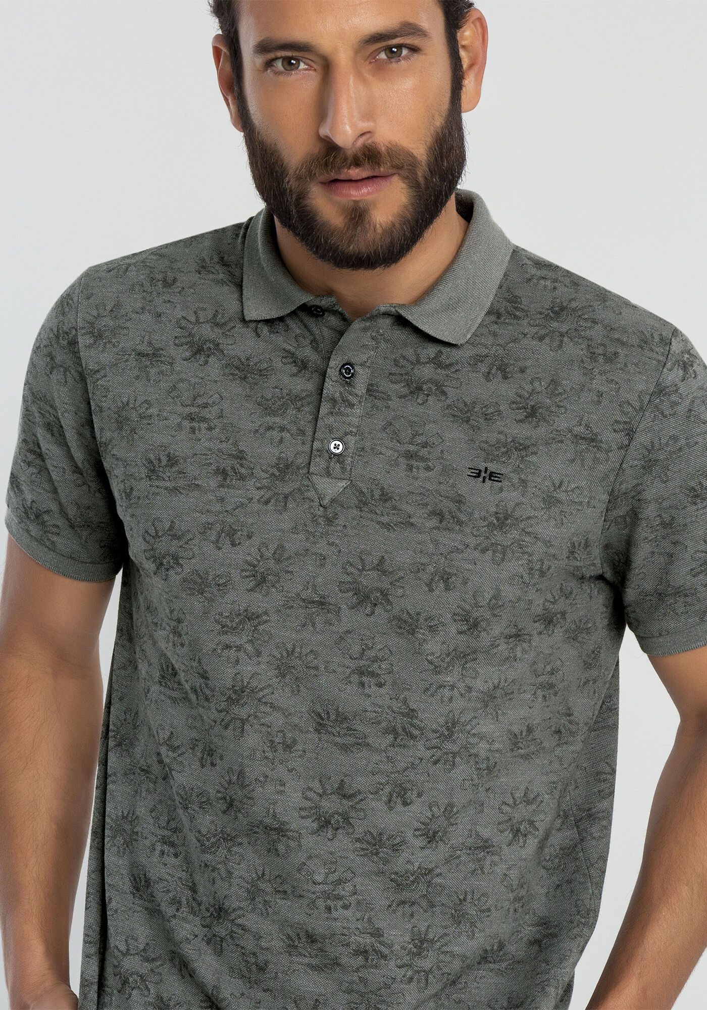 Camisa Polo Retil&iacute;nea Estampa, VERDE FURIA, large.