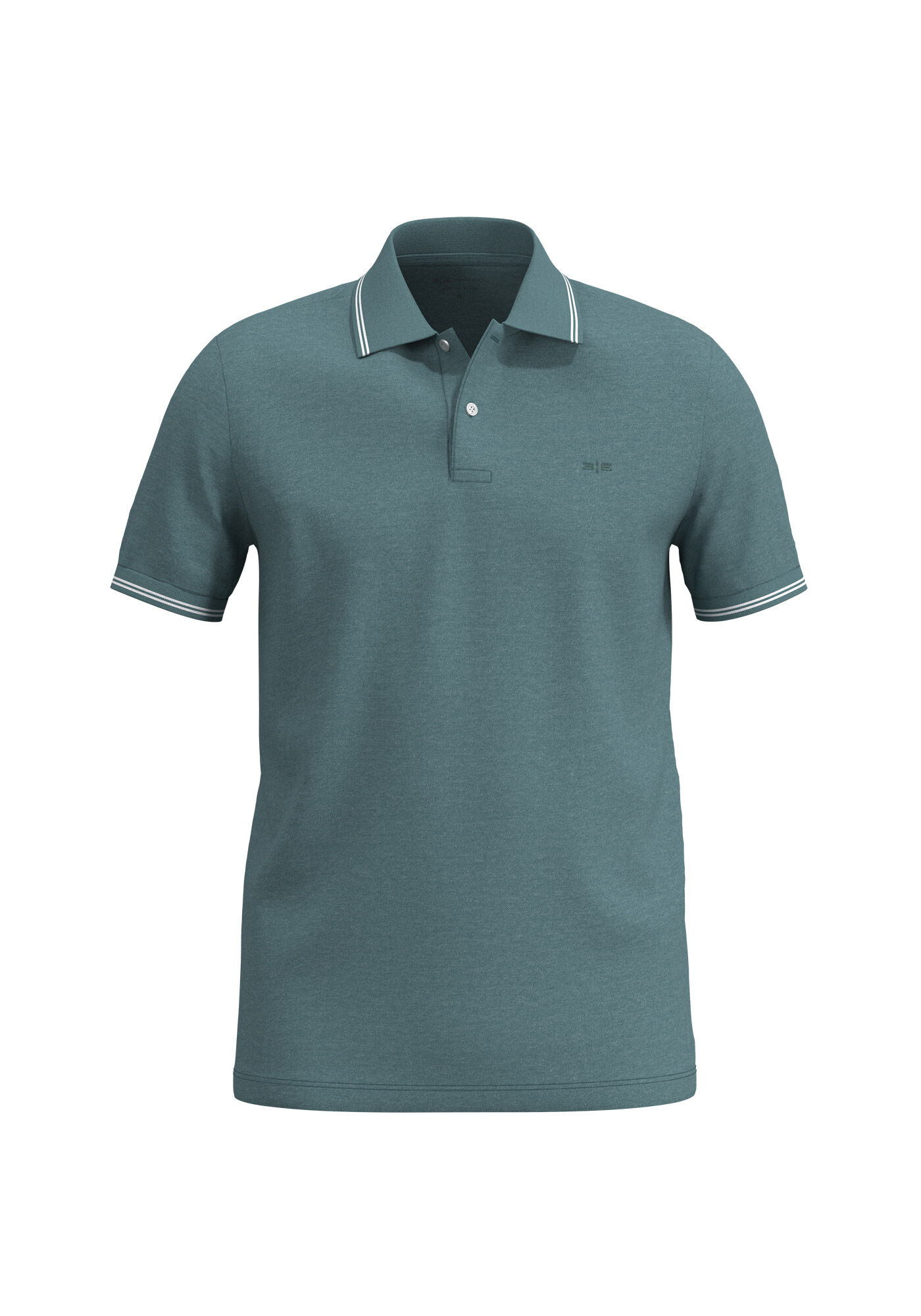 Camisa Polo Com Mangas Curtas Em Malha Mesclada, VERDE ARABESQUE, large.
