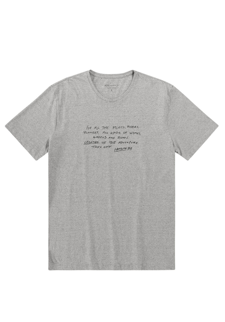 Camiseta Masculina em Malha Mesclada com Estampa, PRETO REATIVO. Camiseta Masculina em Malha Mesclada com Estampa, PRETO REATIVO, large.