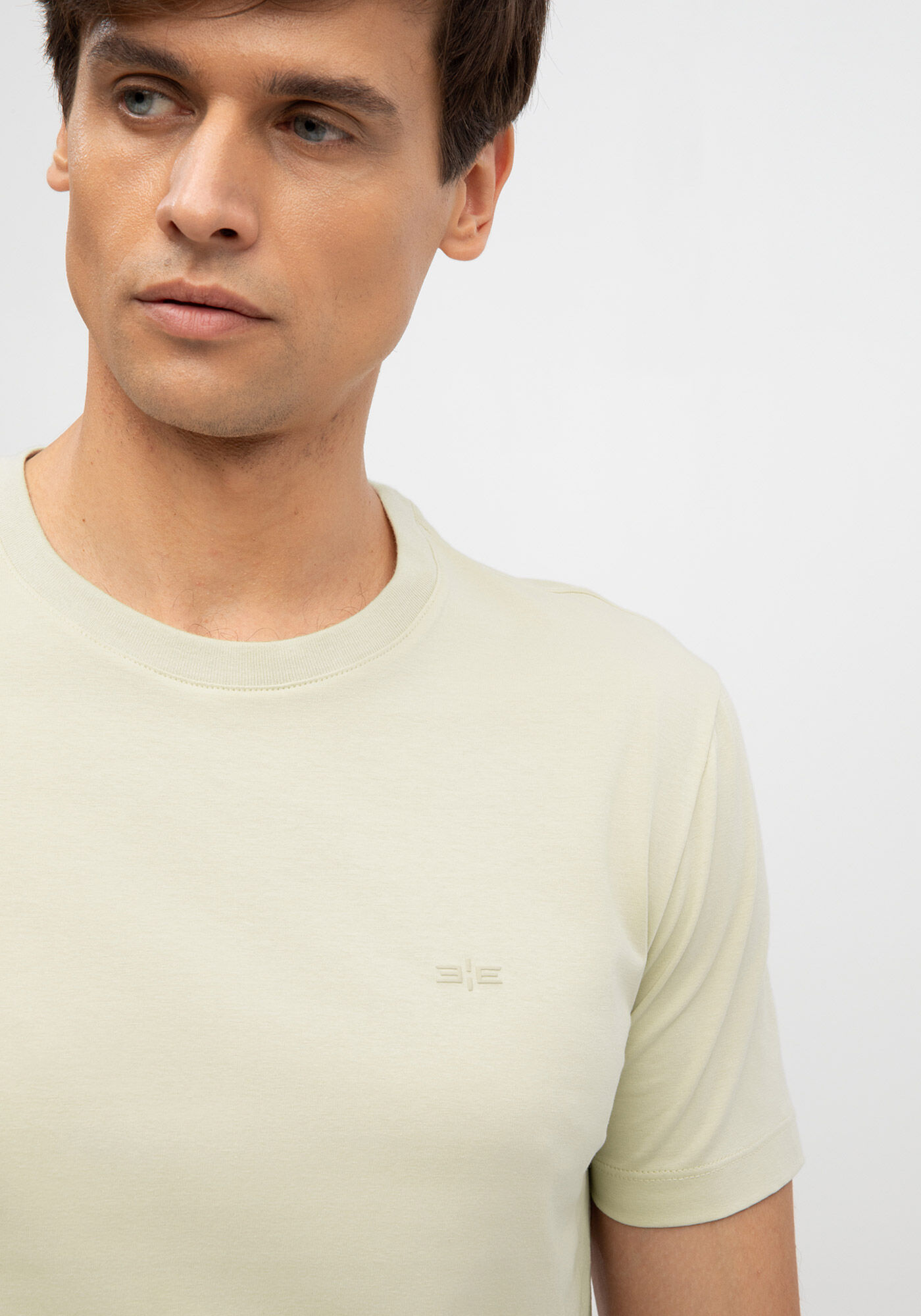 Camiseta Masculina Manga Curta em Malha Cotton, BEGE SYSTEM, large.