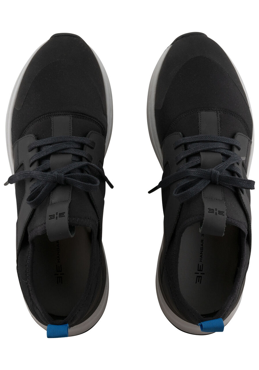 Tênis Masculino Com Recortes E Cadarço Em Couro, PRETO REATIVO. Tênis Masculino Com Recortes E Cadarço Em Couro, PRETO REATIVO, large.