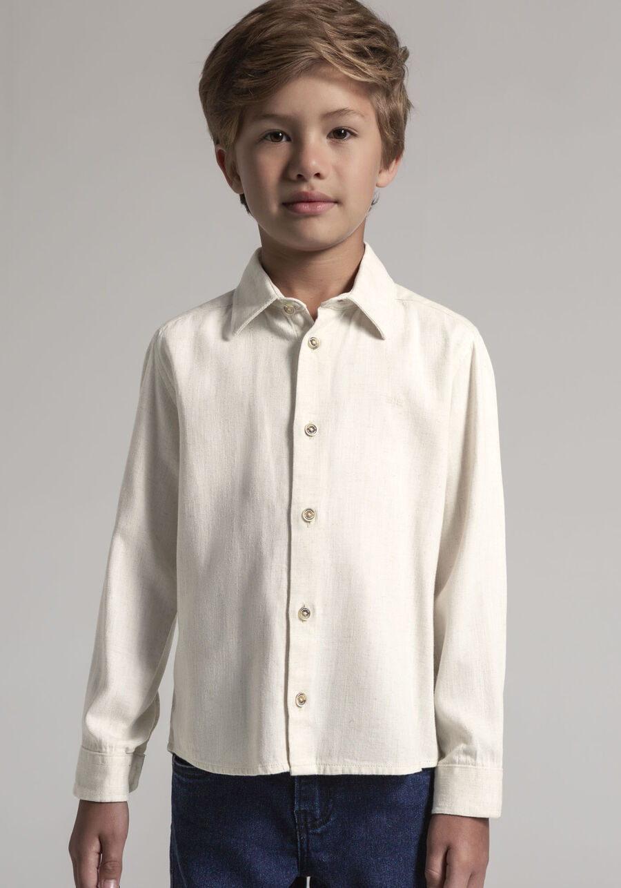 Camisa Infantil em Linho Tal Pai Tal Filho, BRANCO OFF WHITE. Camisa Infantil em Linho Tal Pai Tal Filho, BRANCO OFF WHITE, large.