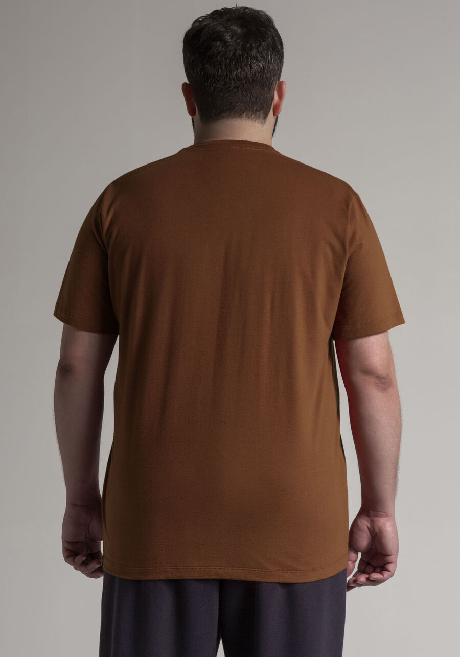 Camiseta Masculina em Malha Estampada Big & Tall, LARANJA FERRUGEM, large.