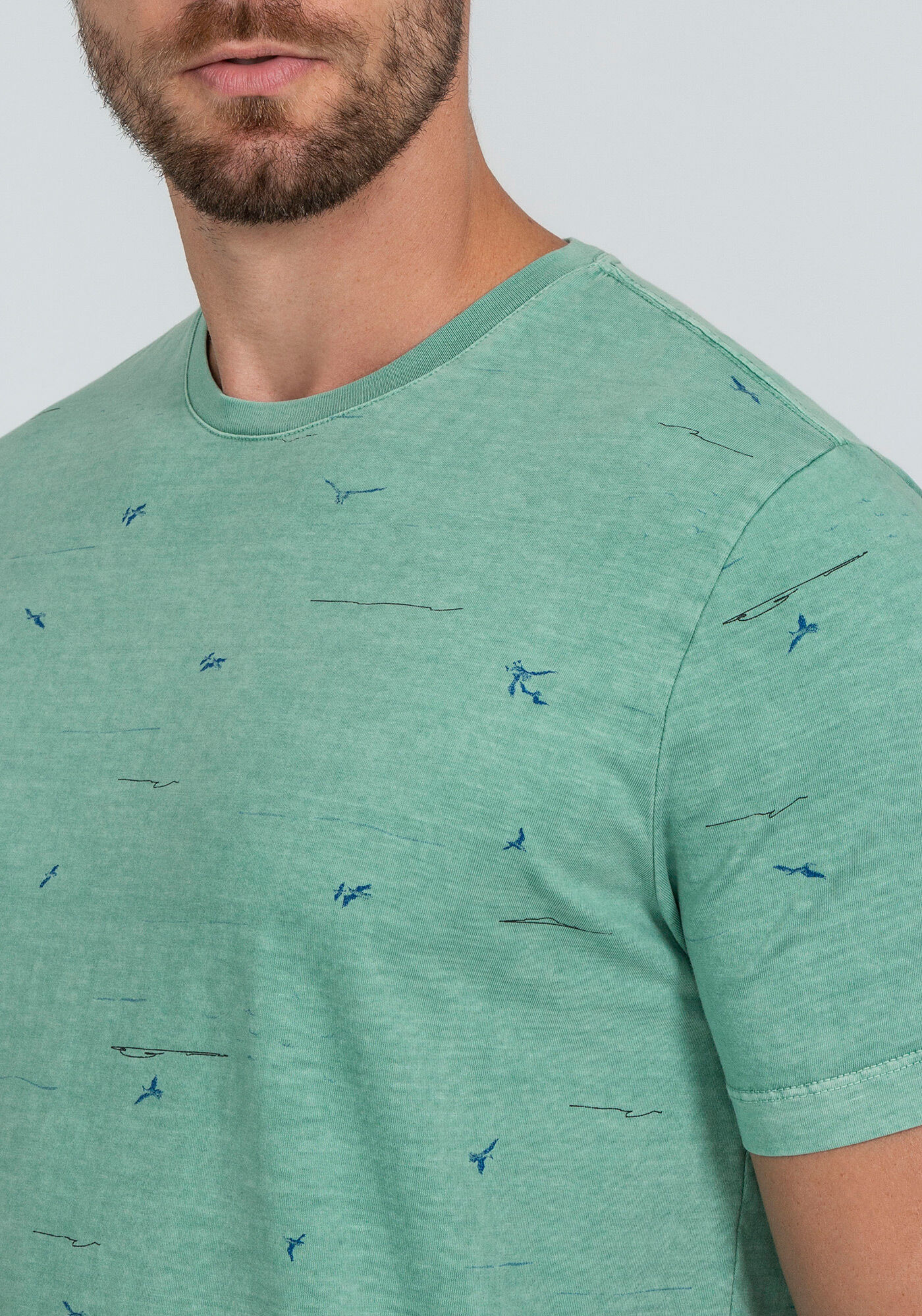 Camiseta em Malha com Corte a Fio, VERDE MINERAL, large.