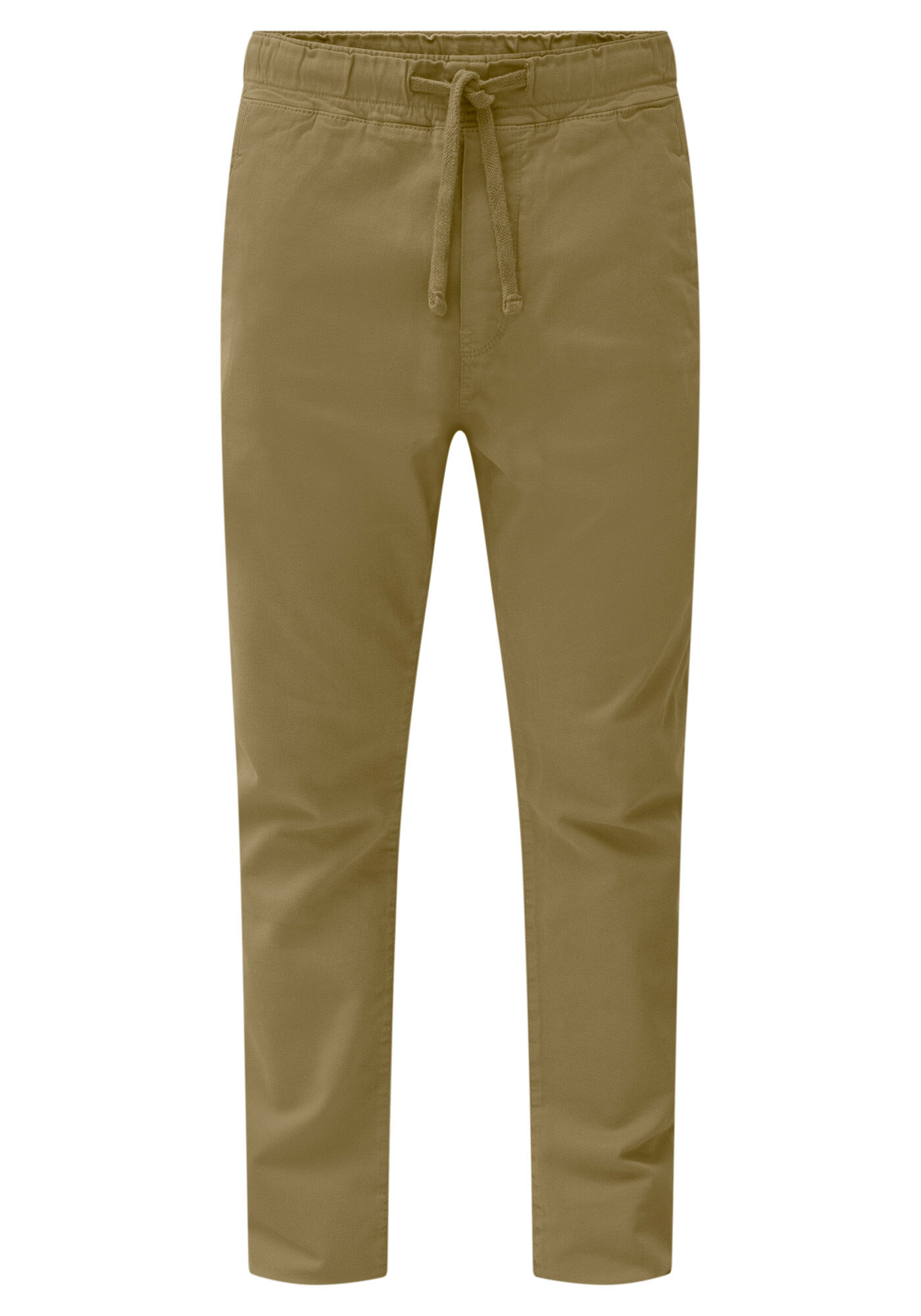 Cal&ccedil;a Jogging Com Bolsos Em Sarja Denim Malha, CAQUI RAIZ, large.