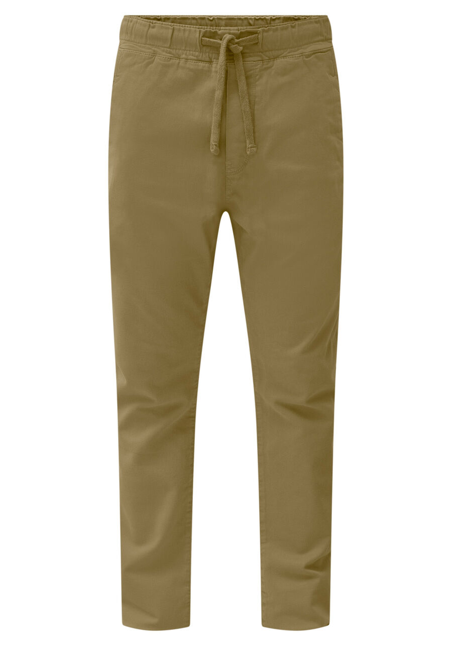 Calça Jogging Com Bolsos Em Sarja Denim Malha, CAQUI RAIZ. Calça Jogging Com Bolsos Em Sarja Denim Malha, CAQUI RAIZ, large.