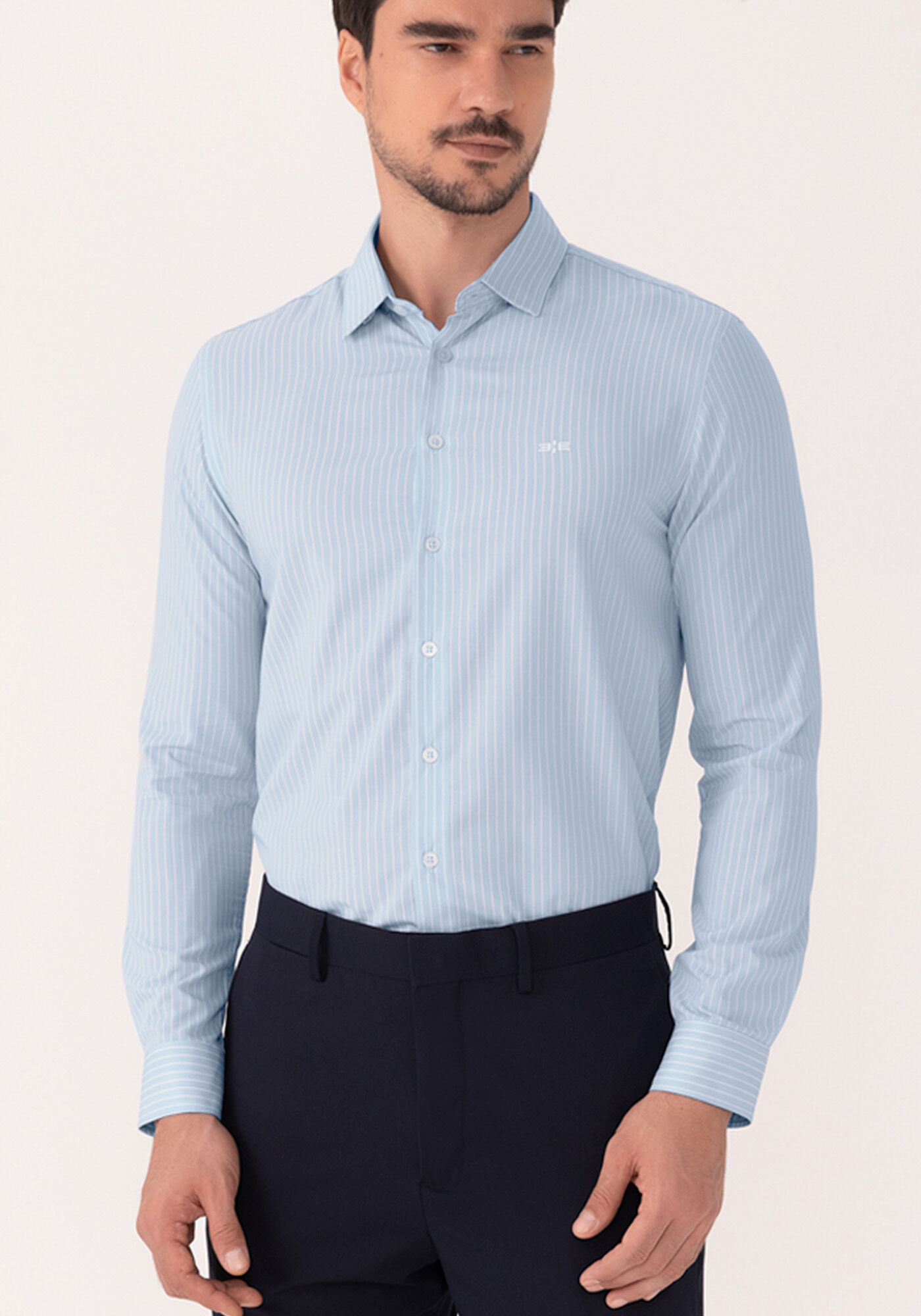 Camisa De Mangas Longas Slim Fit, AZUL BRIGHT, large.